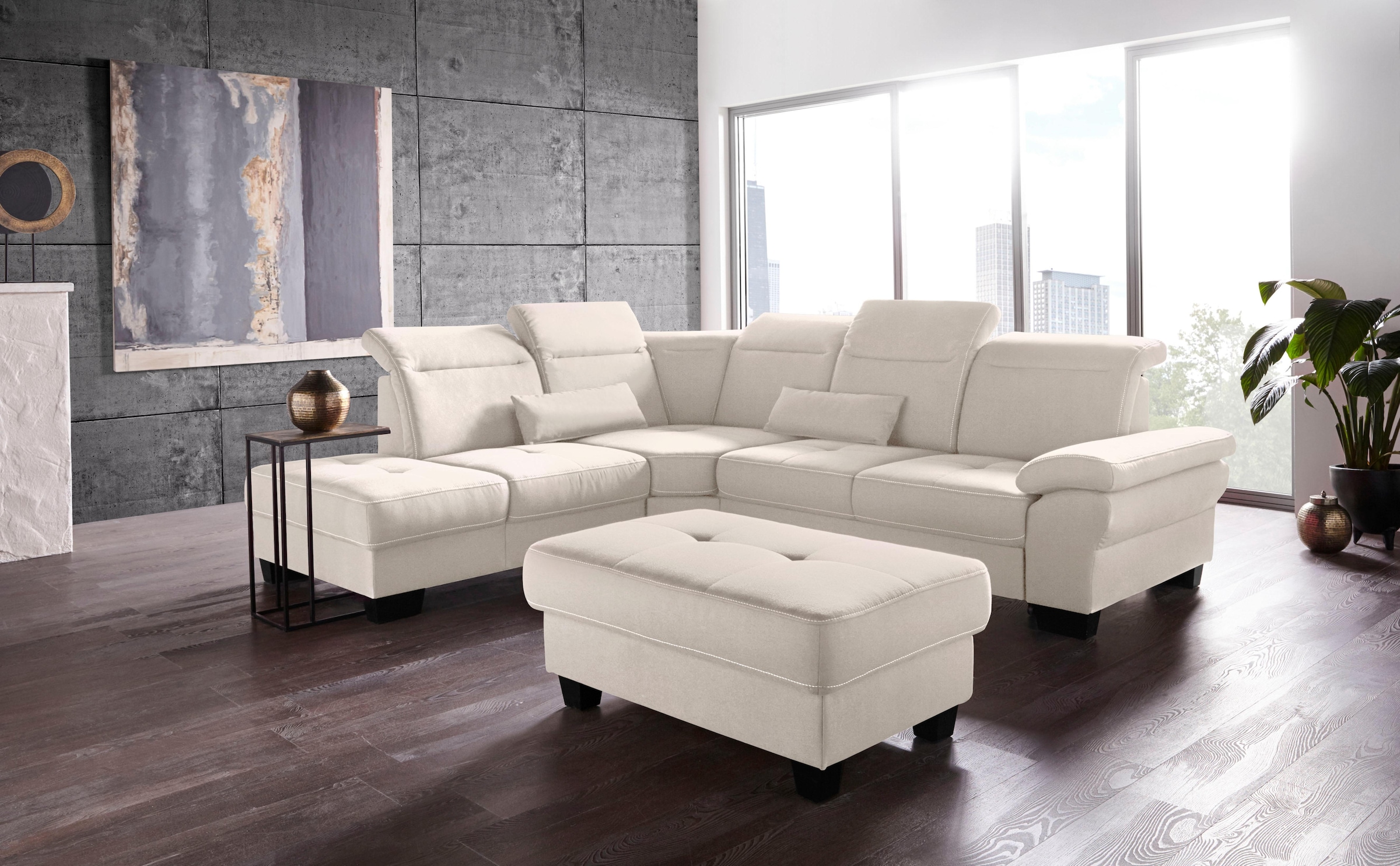 OTTO home Ecksofa "Cornwall L-Form" mit Sitztiefenverstellung, Schlaffunktion & Kopfteilverstellung