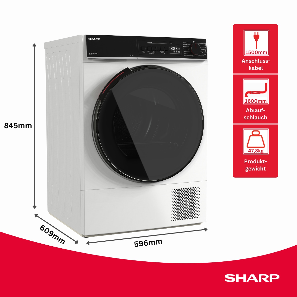 Sharp Wärmepumpentrockner »KD-WNHB0S9GWC-DE« WiFi & VeeZy App für smarte Steuerung per Smartphone