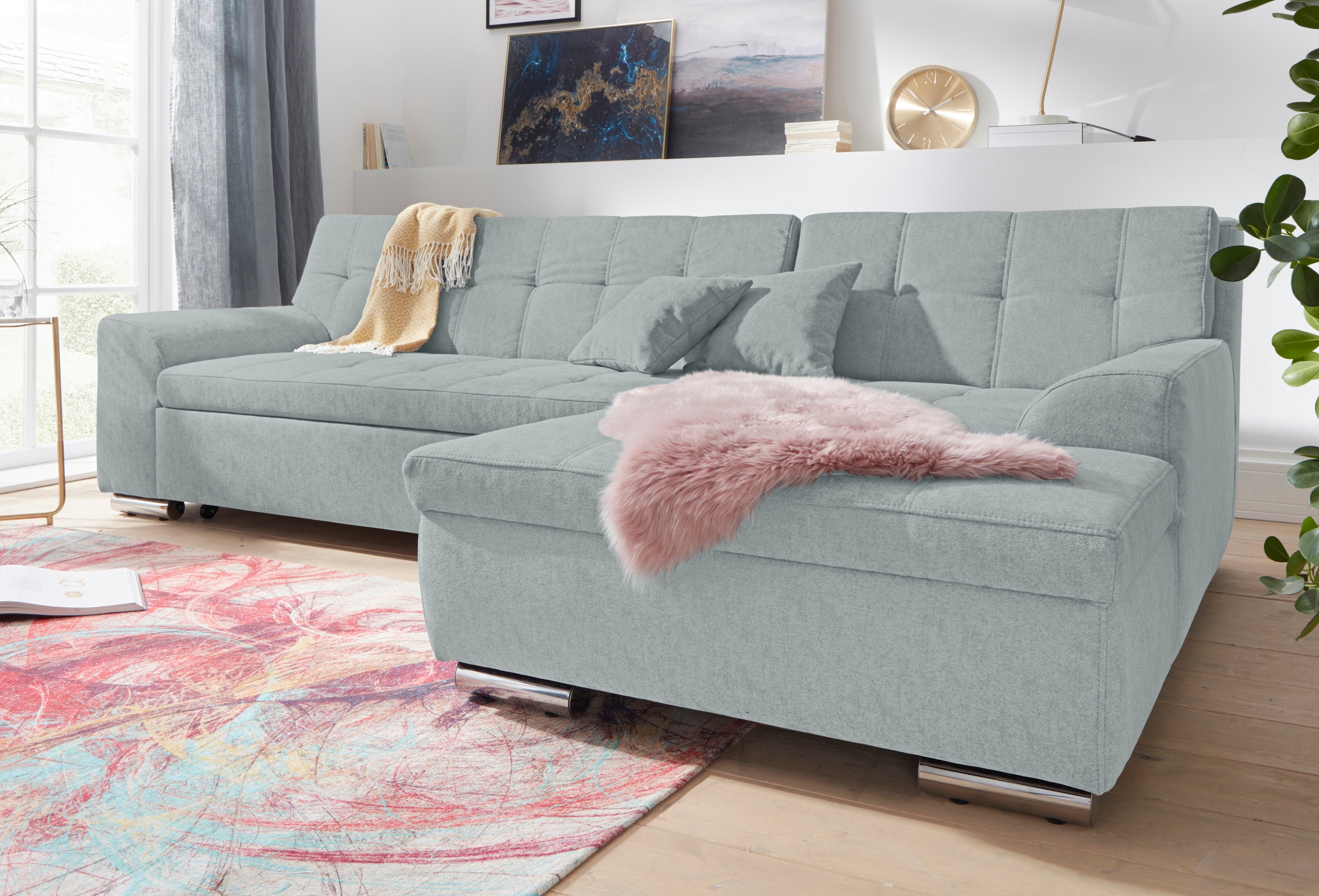 DOMO collection Ecksofa "Aversa L-Form", wahlweise mit Bettfunktion günstig online kaufen