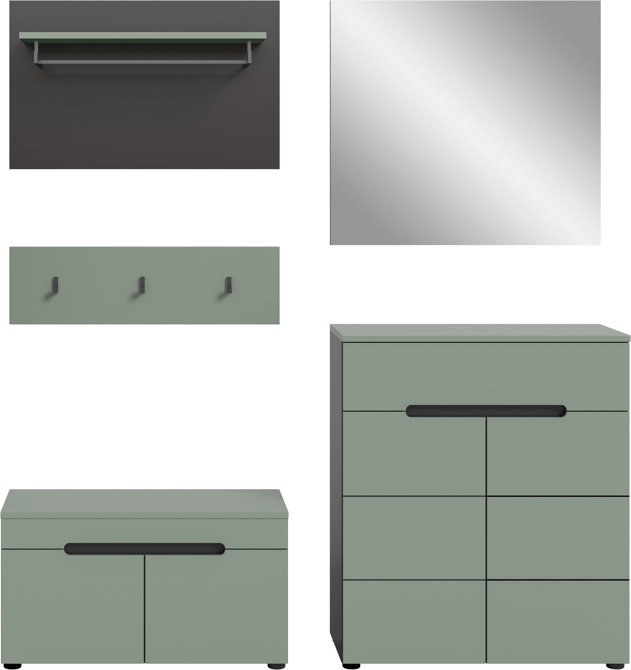 Thumbnail - Home affaire Garderoben-Set "REHAT, TOPSELLER, 5-teilig, Breite 175cm, individuell stellbar" bestehend aus: Sitzbank, Pa...