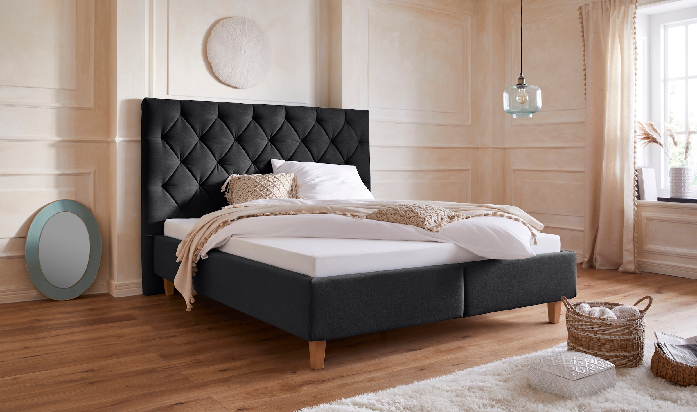 Home affaire Polsterbett "Sunley 140", Kreuzsteppung, Kopfteilhöhe 142 cm, günstig online kaufen