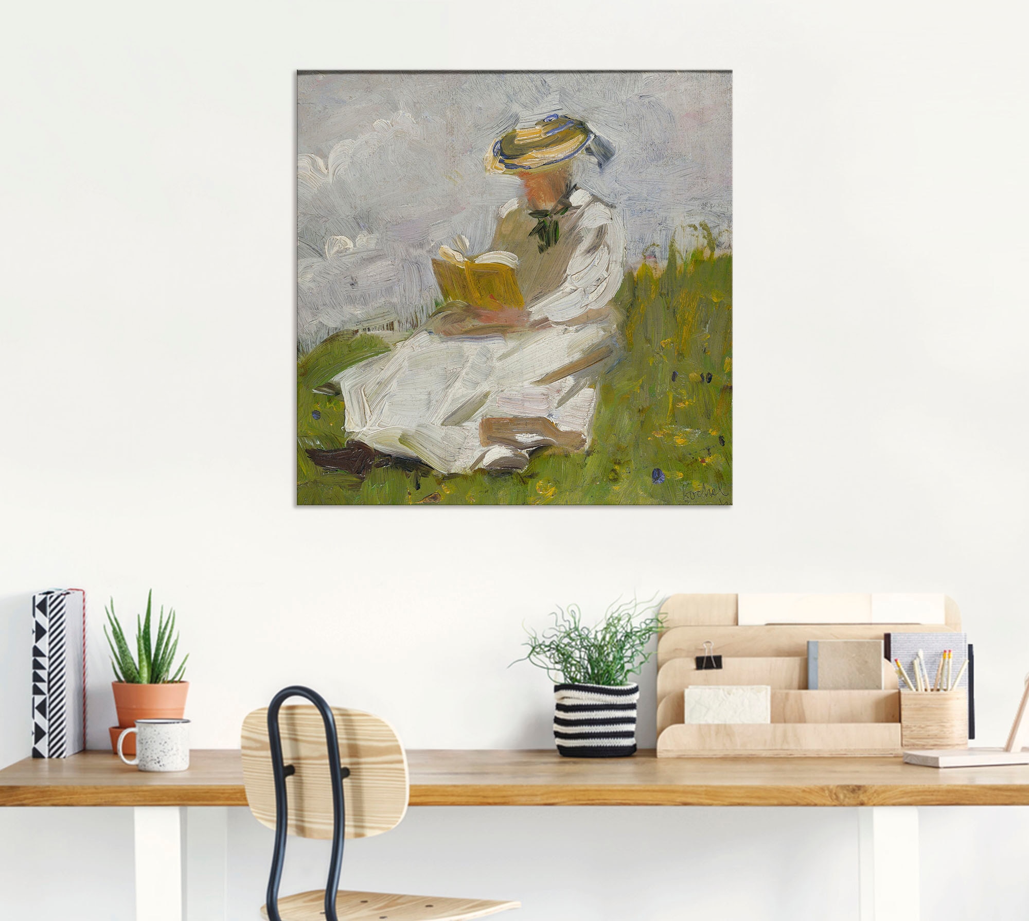 Artland Leinwandbild »Lesende Frau im Grünen. 1906«, Frau, (1 St.), auf Keilrahmen gespannt