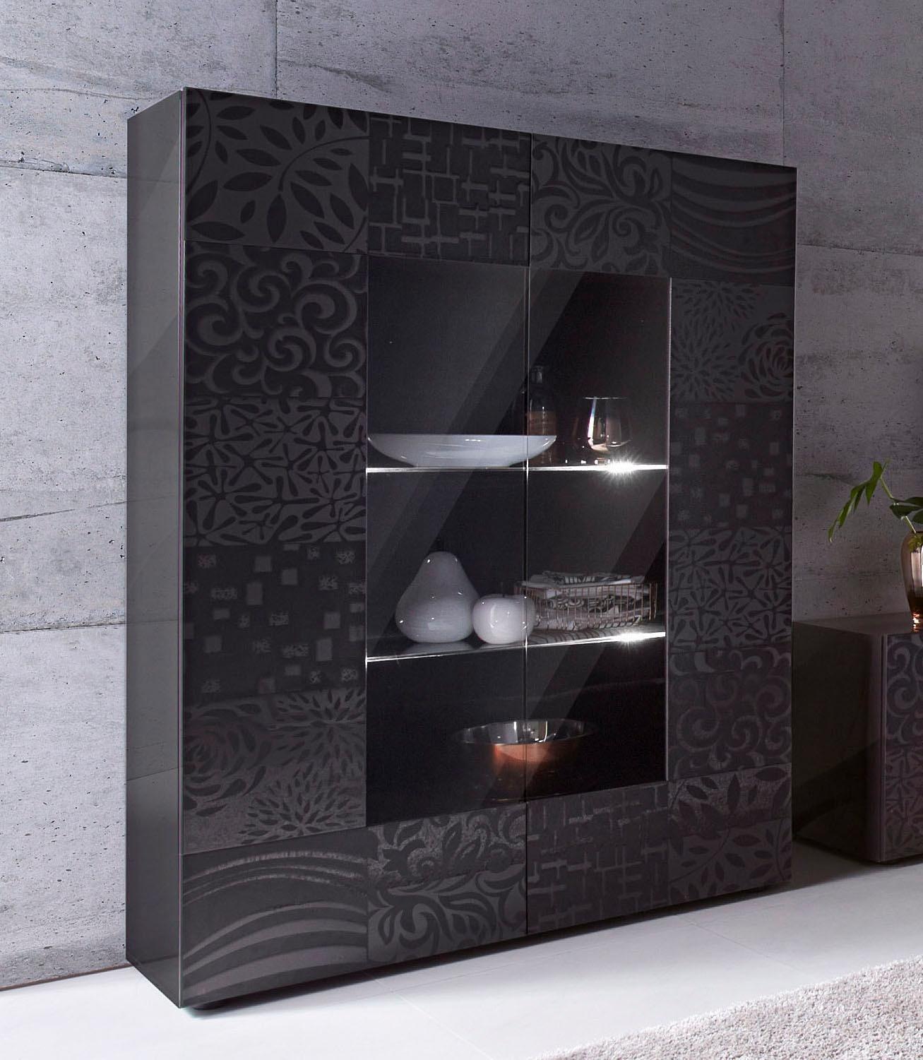 INOSIGN Vitrine "Miro", Stauraumvitrine, Höhe 166 cm mit dekorativem Siebdr günstig online kaufen