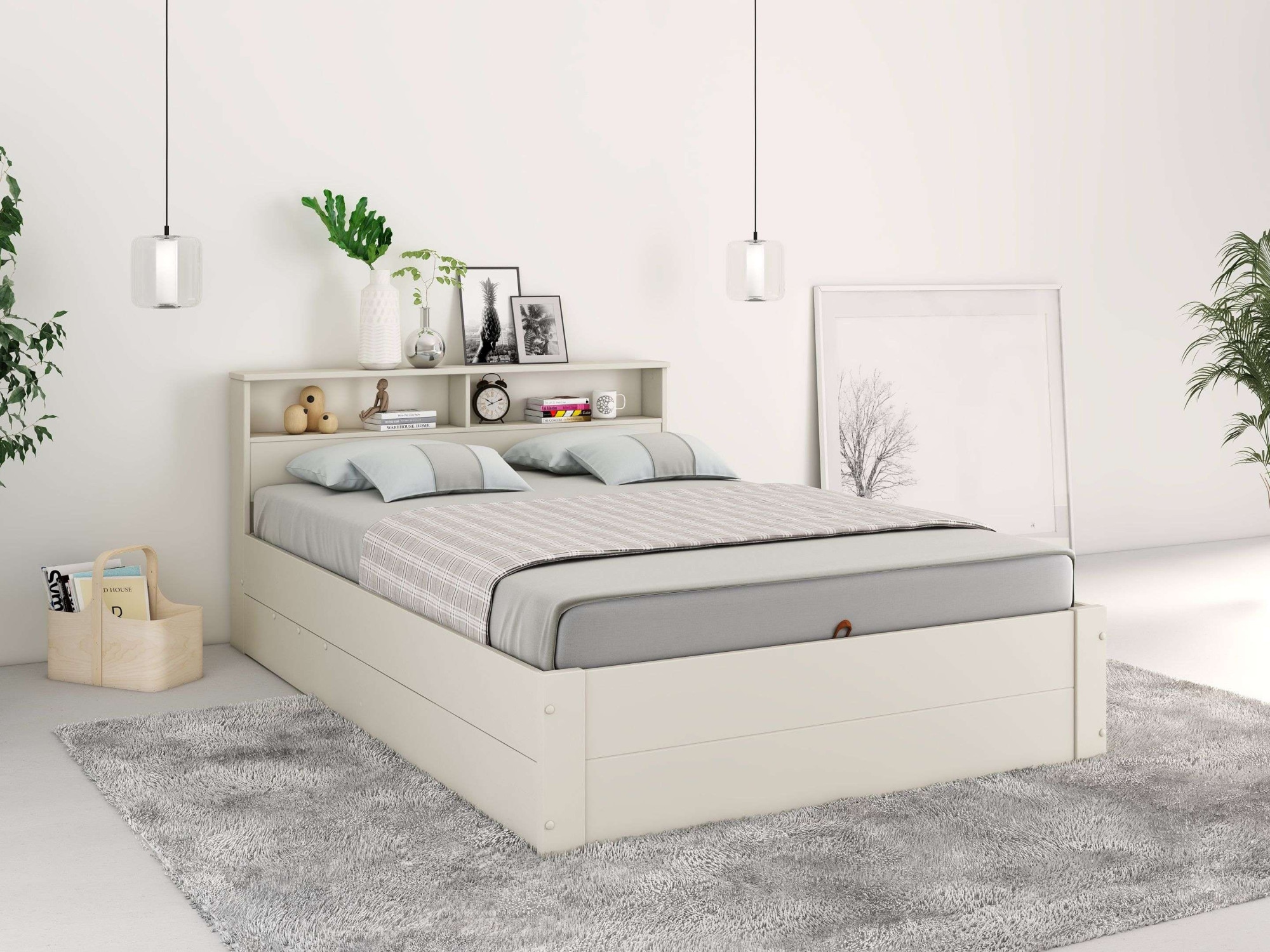 OTTO home Stauraumbett "MAREILLES, Bett, Made in Europe, FSC zertifiziertes Massivholz" 140x200cm und 180x200cm, Massivholz, Hebemechanismus, Stauraum im Kopfteil und unter dem Bett
