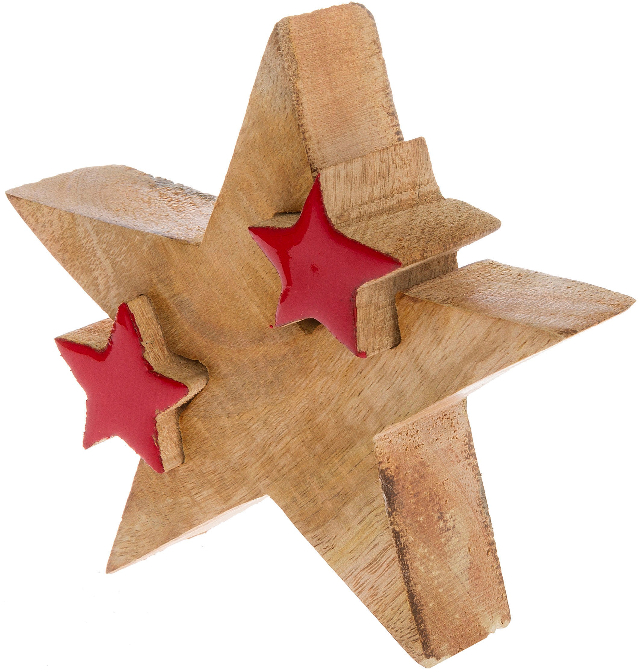 Myflair Möbel & Accessoires Dekostern »Star, Deko Puzzle Stern, mit kleinen Sternen«, (2 St.), Weihnachtsdeko aus Holz, Weihnachtsstern, Höhe ca. 14 cm