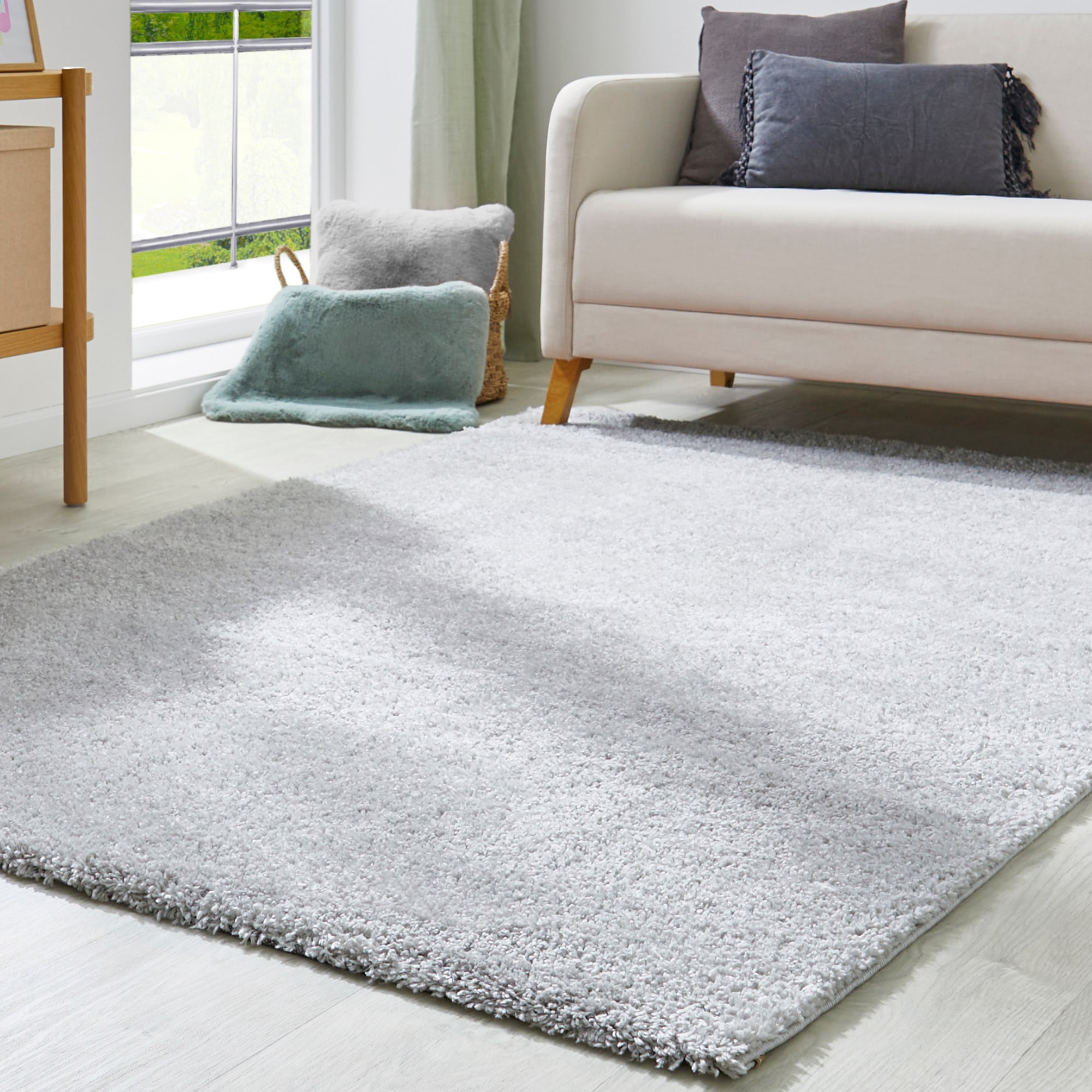 Hochflor-Teppich OTTO HOME "Canberra", grau, B:120cm H:40mm L:170cm, Polypropylen (PP), Teppiche, Uni Farben, weich & kuschelig, Wohnzimmer, Schlafzimmer