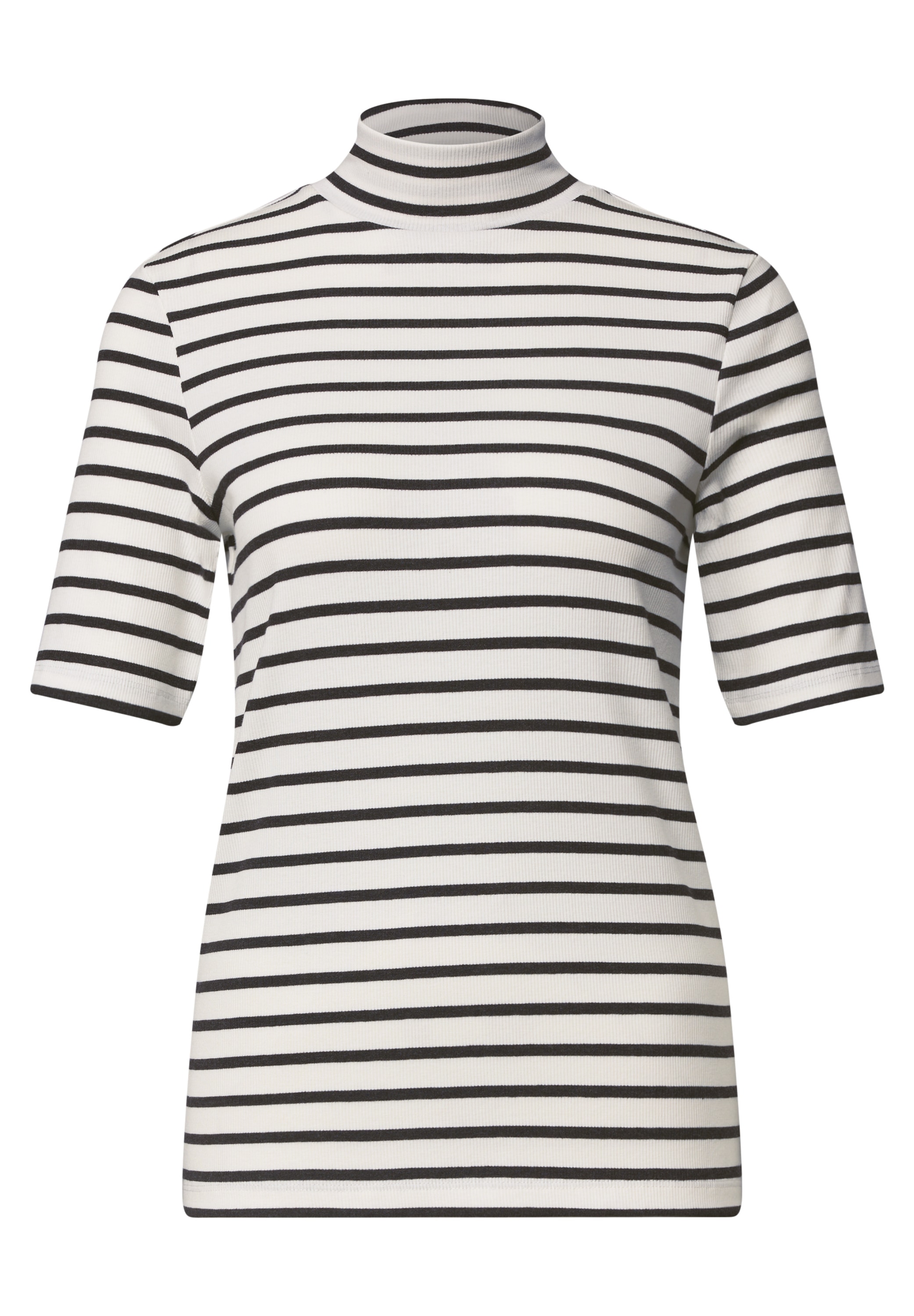 STREET ONE Kurzarmshirt Sommershirt im Streifen-Look / Turtelneck