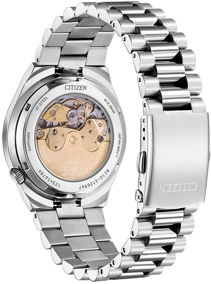Automatikuhr CITIZEN "TSUYOSA 60h", silber (silberfarben, schwarz), Armbanduhren, Damen, Automatikuhr, Armbanduhr, Damenuhr, Herrenuhr, Edelstahlarmband, Saphirglas, Datum 7