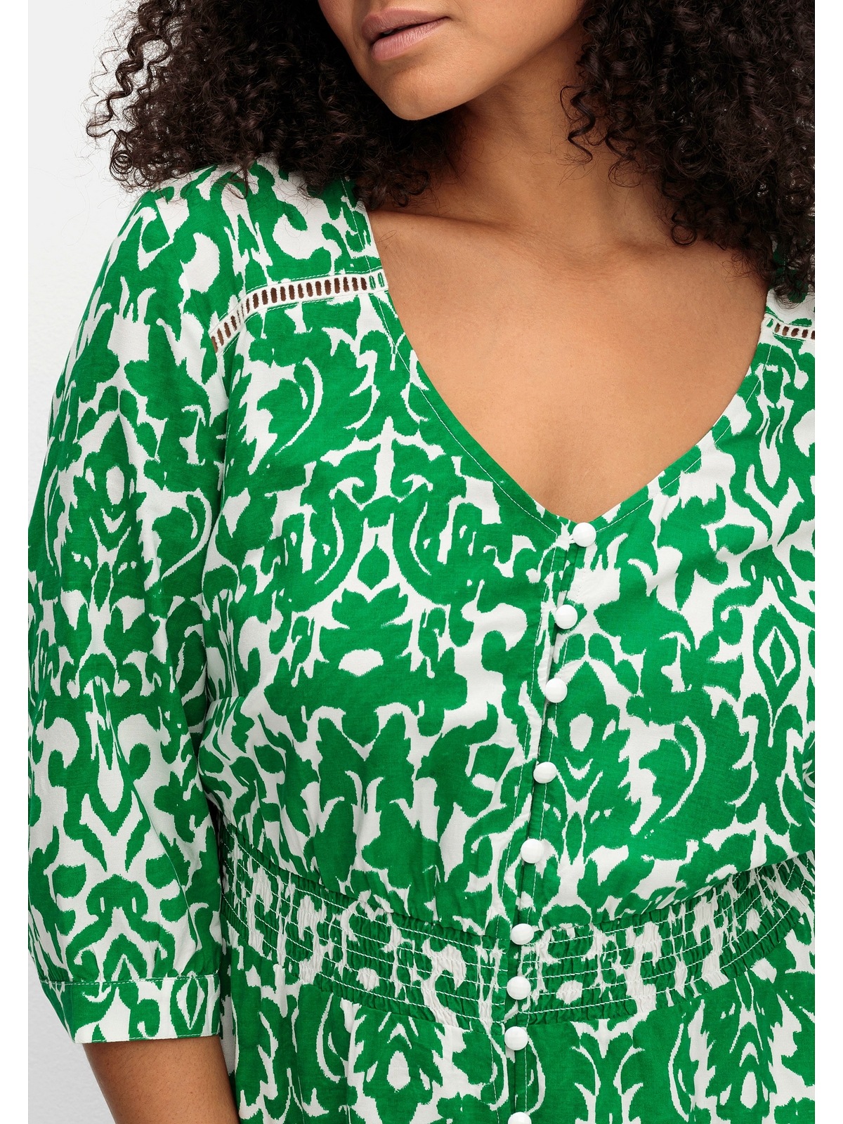 sheego by Joe Browns Druckkleid »Große Größen«, mit Punkteprint und gesmokter Taille