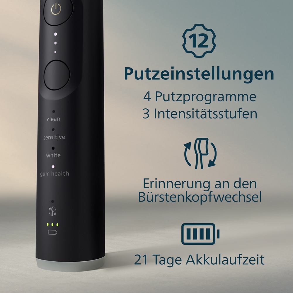 Philips Sonicare Elektrische Zahnbürste »Series 7500« 2 Stk. Aufsteckbürsten mit Drucksensor und 3 Intensitätsstufen, inkl. Reiseladeetui