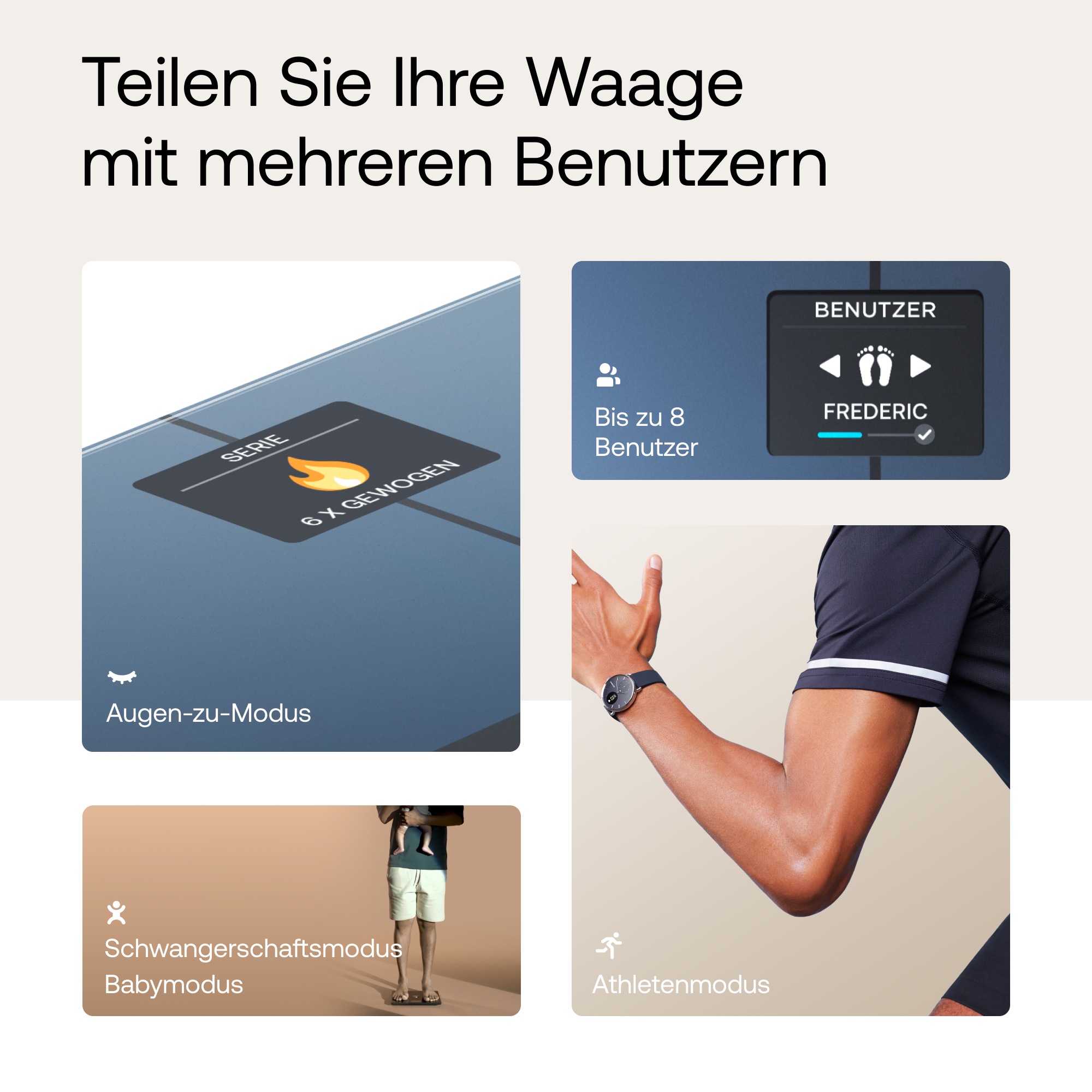 Thumbnail - Withings Personenwaage "Body Smart, einschließlich Körperfett-/Muskelmasse" automatische Erkennung und Verfolgung von bi...