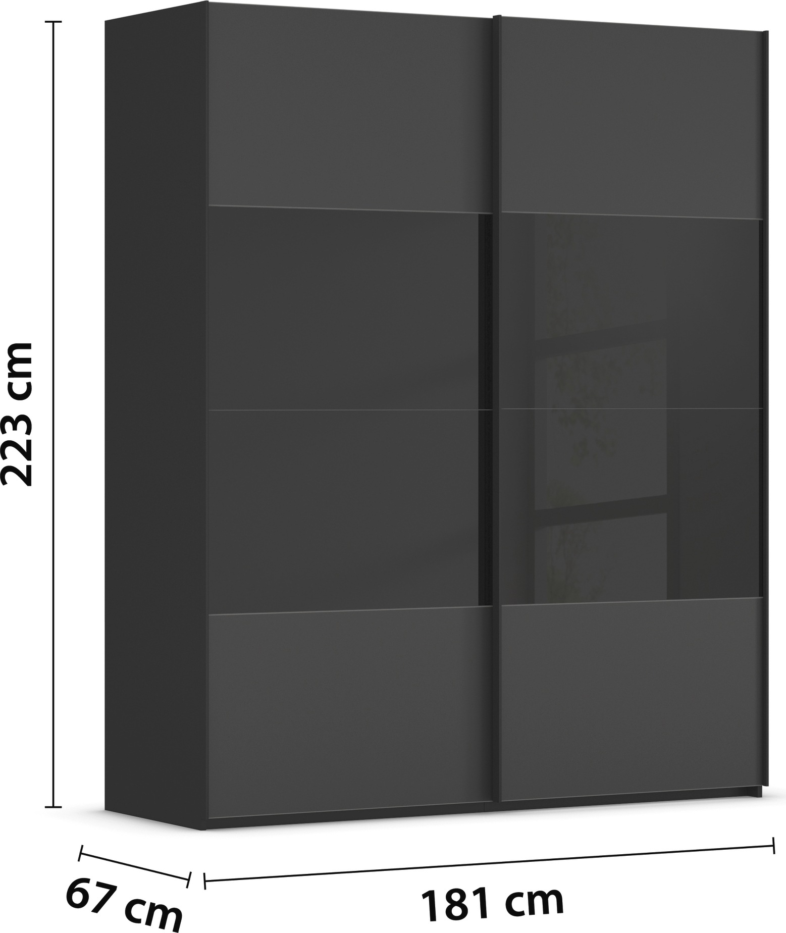 rauch Schwebetürenschrank »Kleiderschrank Schrank Garderobe Schlafzimmerschrank SCALE-FYRA«, edle Türen viergeteilt Glas matt/glänzend viele Farben MADE IN GERMANY