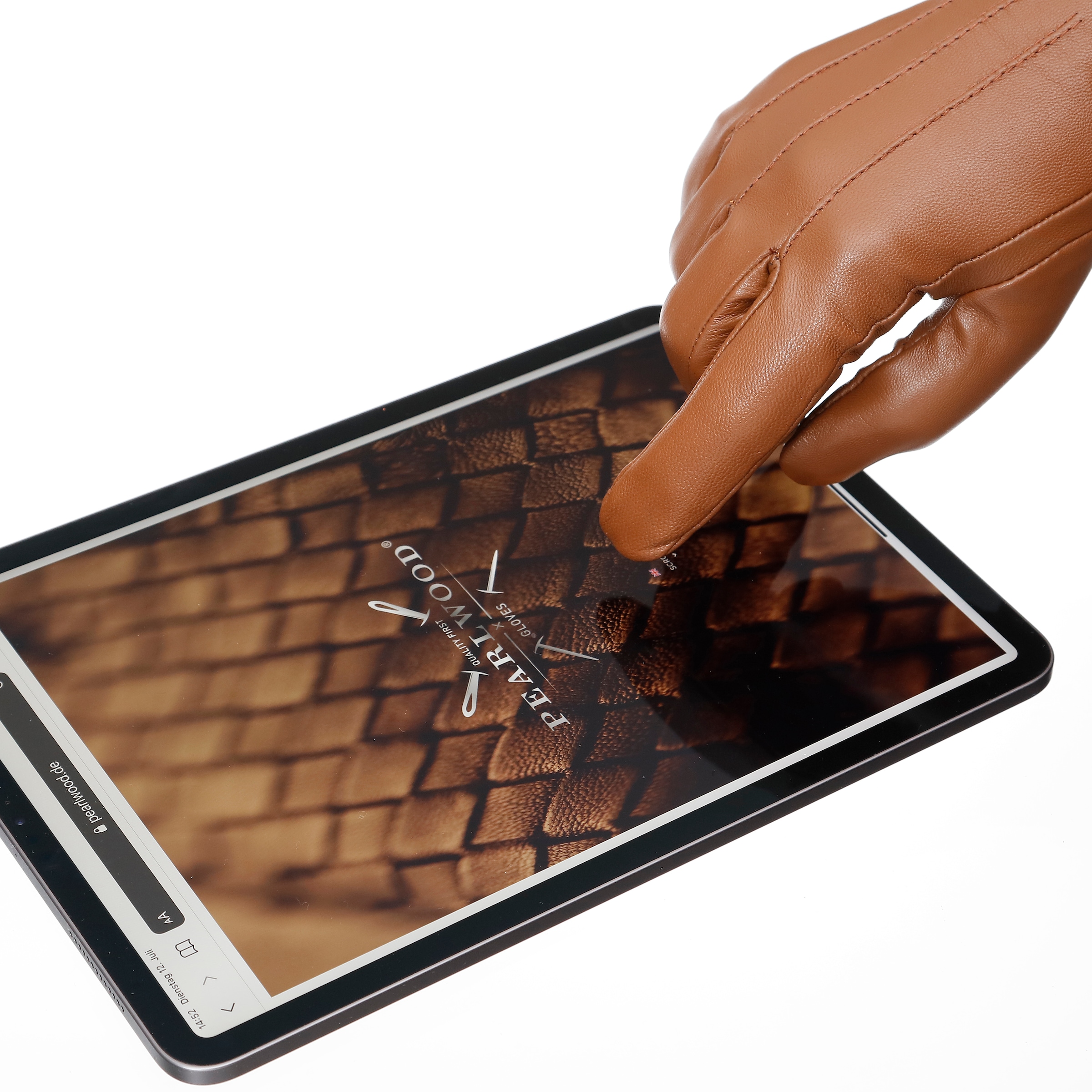 PEARLWOOD Lederhandschuhe Touchscreenfähig - mit 10 Fingern bedienbar, Ziernähte