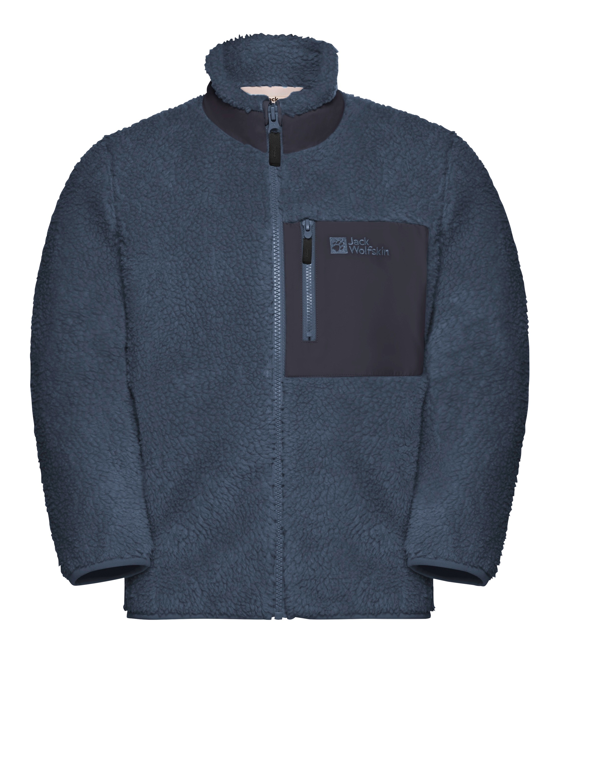 Fleecejacke JACK WOLFSKIN "ICE CURL JACKET K", Kinder, Gr. 116, blau (midnight sky), Fleece, Obermaterial: 100% Polyester, normal, eingefasste Kante, Jacken Fleecejacke, Wärmend, winddicht, Übergangsjacke für Kinder 4