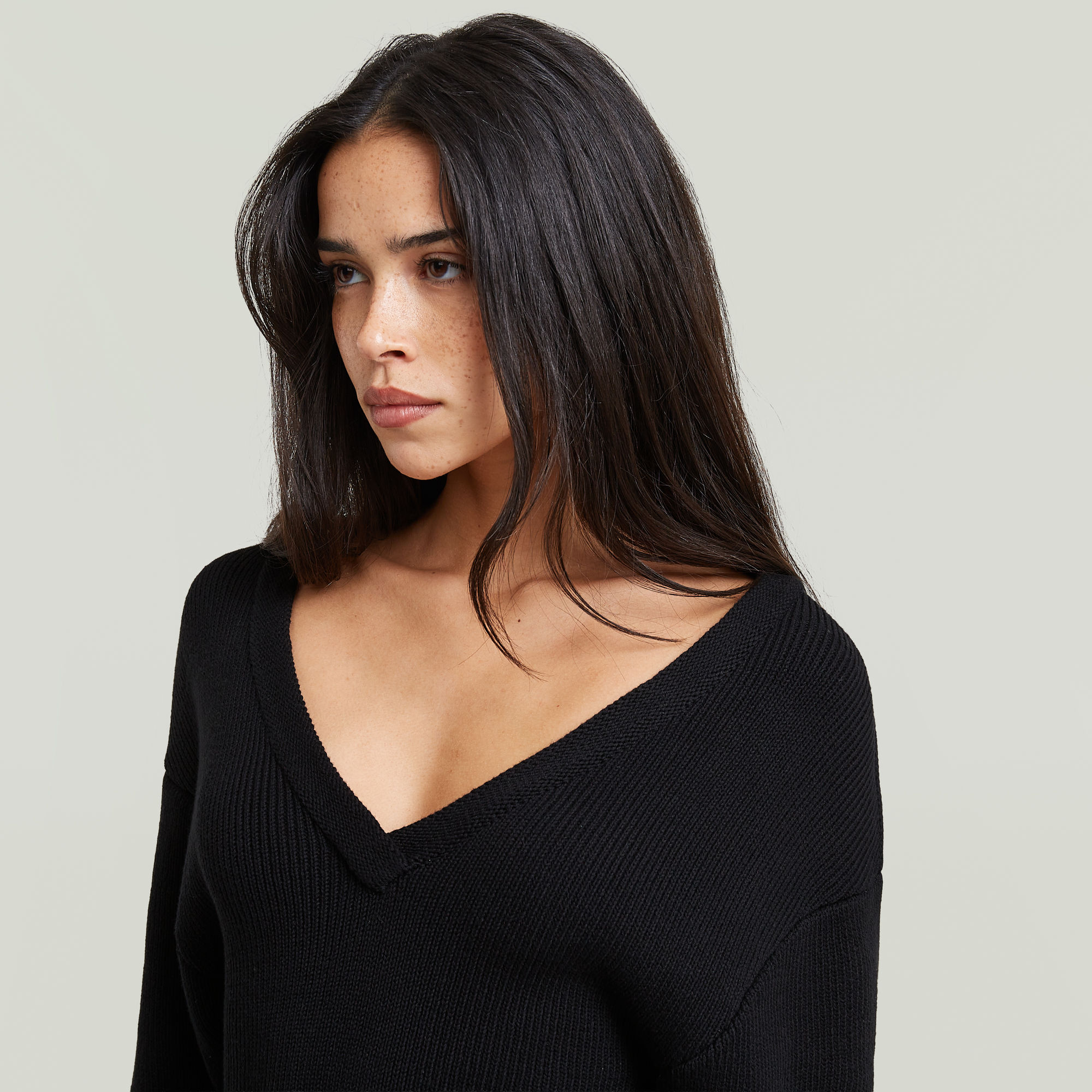 G-STAR Strickkleid "Hourglass Dress wmn" mit V-Ausschnitt, Baumwollmix