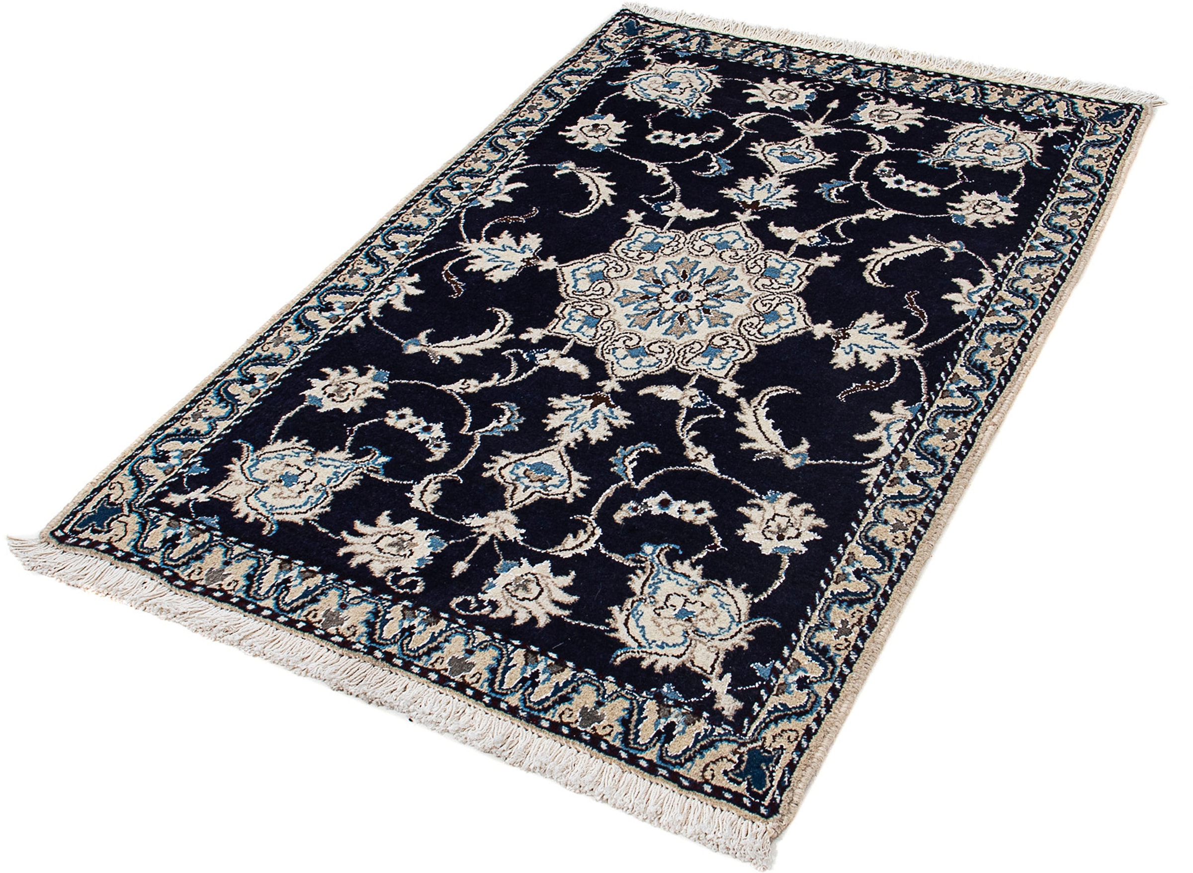 morgenland Orientteppich "Perser - Nain - 137 x 89 cm - dunkelblau", rechteckig, 10 mm Höhe, Wohnzimmer, Handgeknüpft, E