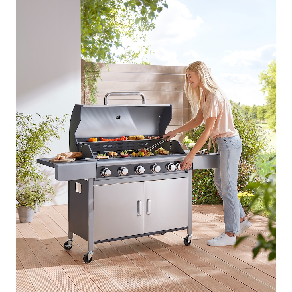 KONIFERA Gasgrill »Livorno«, BxTxH: 161,5x57x111 cm, mit Drehspieß. GRATIS-Zugabe: 1 Schutzhülle