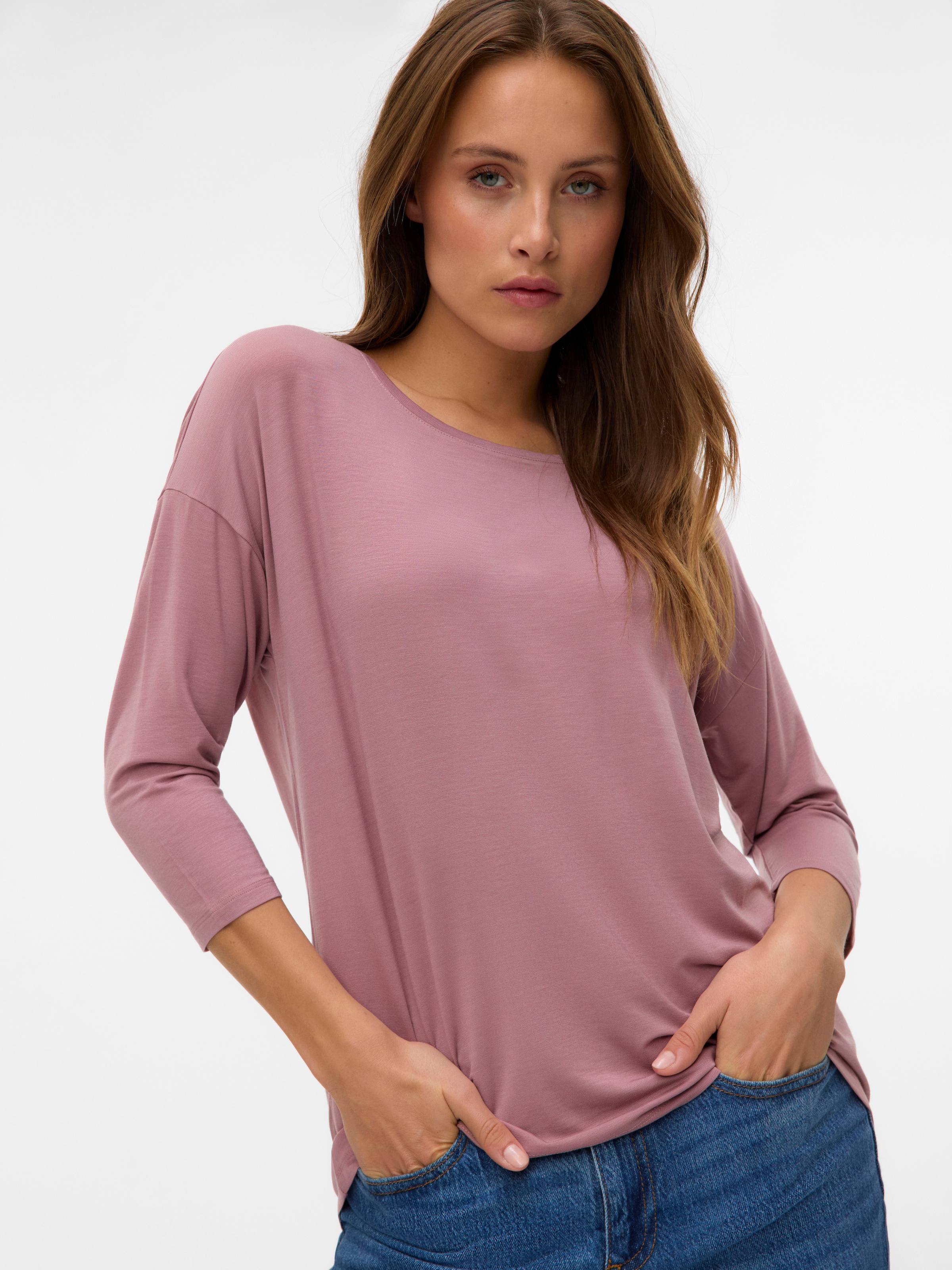 Vero Moda 3/4-Arm-Shirt "VMAVA 3/4 TOP JRS GA NOOS" Materialmix, regular fi günstig online kaufen