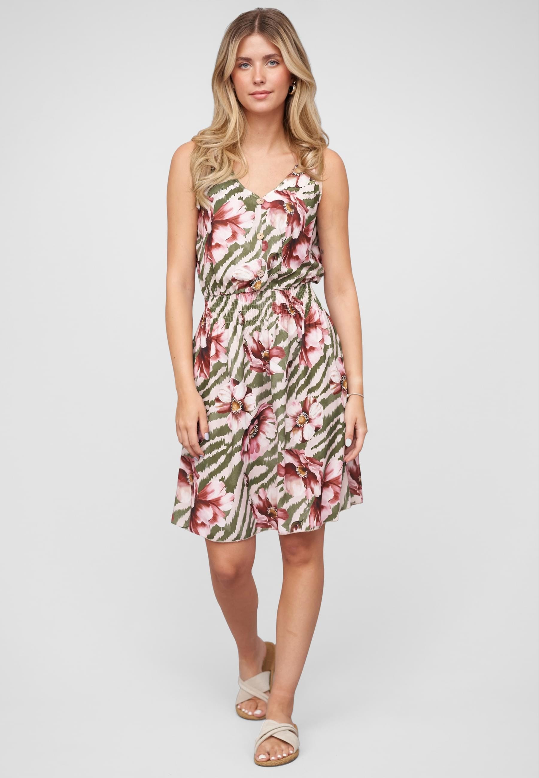 CLOUD 5IVE Shirtkleid »CLOUD 5IVE Dress with buttons and knot details flower print«, (1 tlg.)