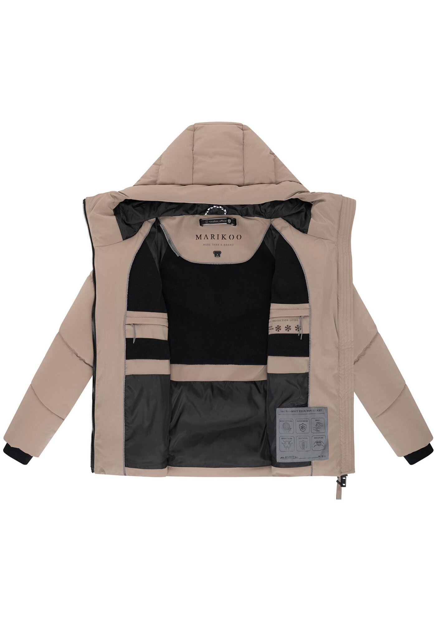 Marikoo Winterjacke »Kwamee«, Schräg gesteppte Winterjacke mit fester Kapuze