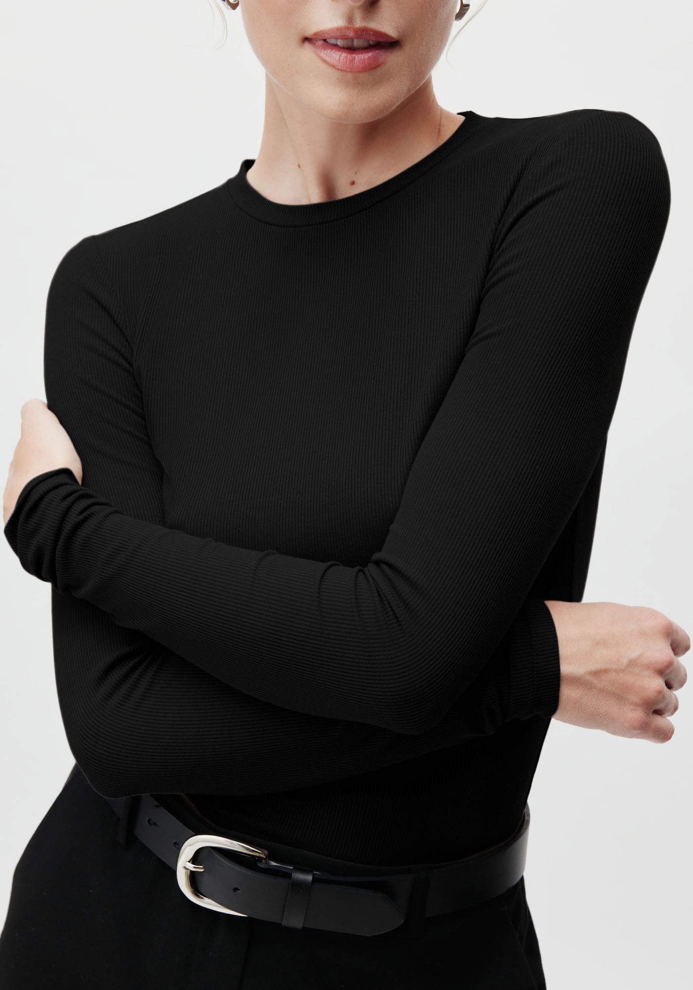 Thumbnail - LeGer Longsleeve "Cinzia, LeGer by Lena Gercke", Rundhals, schmale Passform
