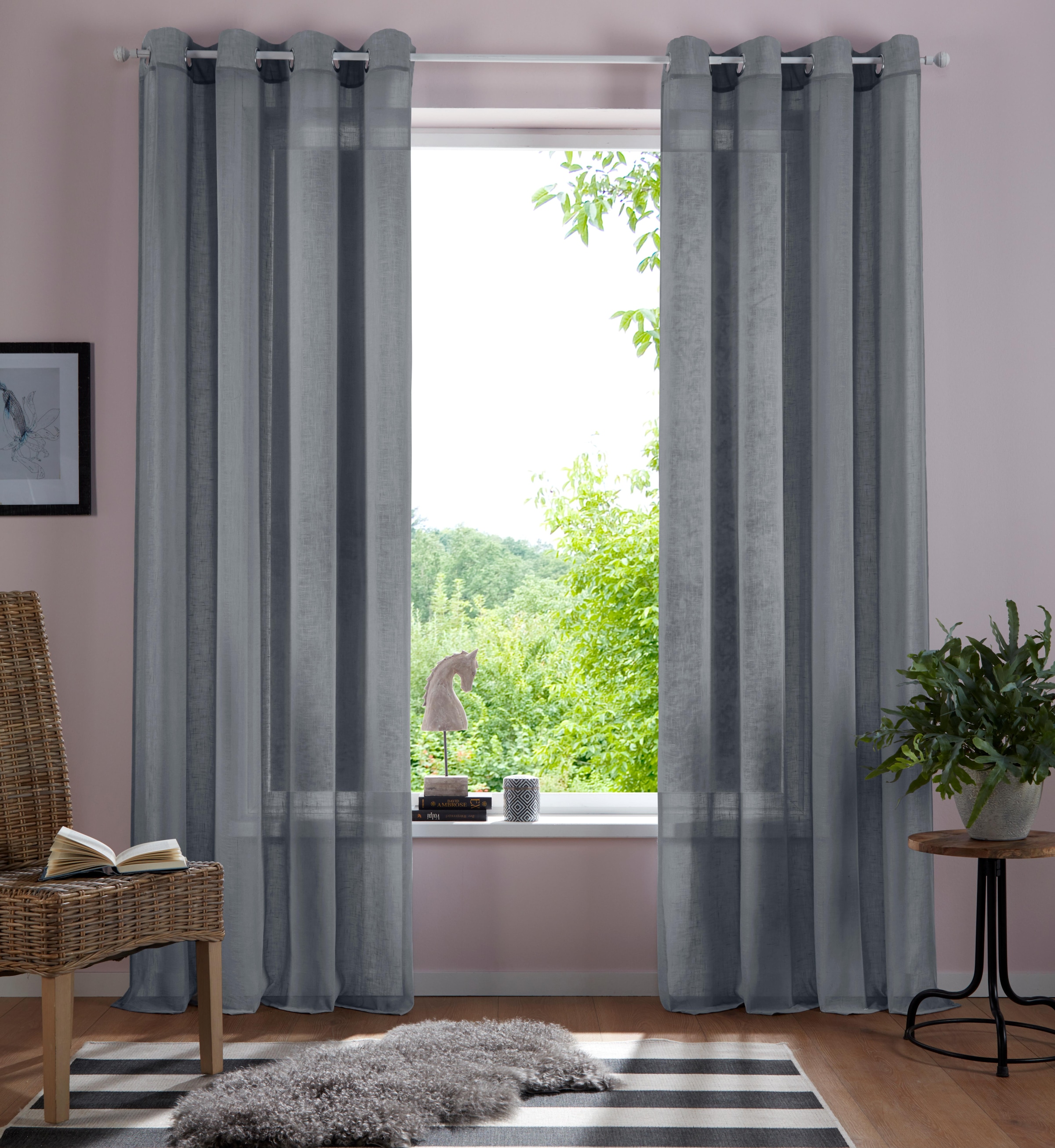 Home affaire Gardine "Mara" Ösen 1 Stk. tlg. transparent, Leinen Optik, mon günstig online kaufen