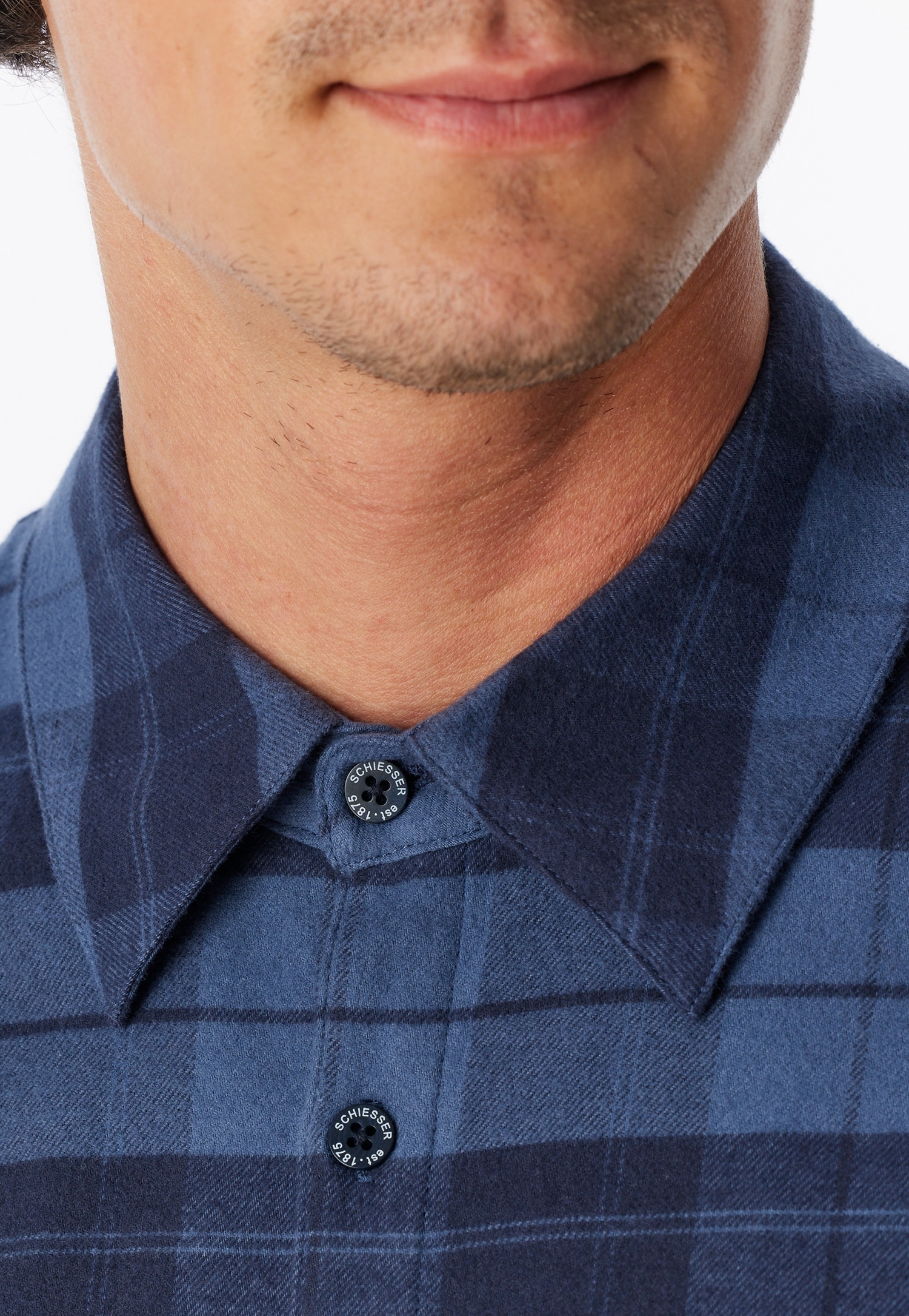 Schiesser Pyjama »Selected Premium Warming« 2 mit klassichem Kragen und durchgehender Knopfleiste