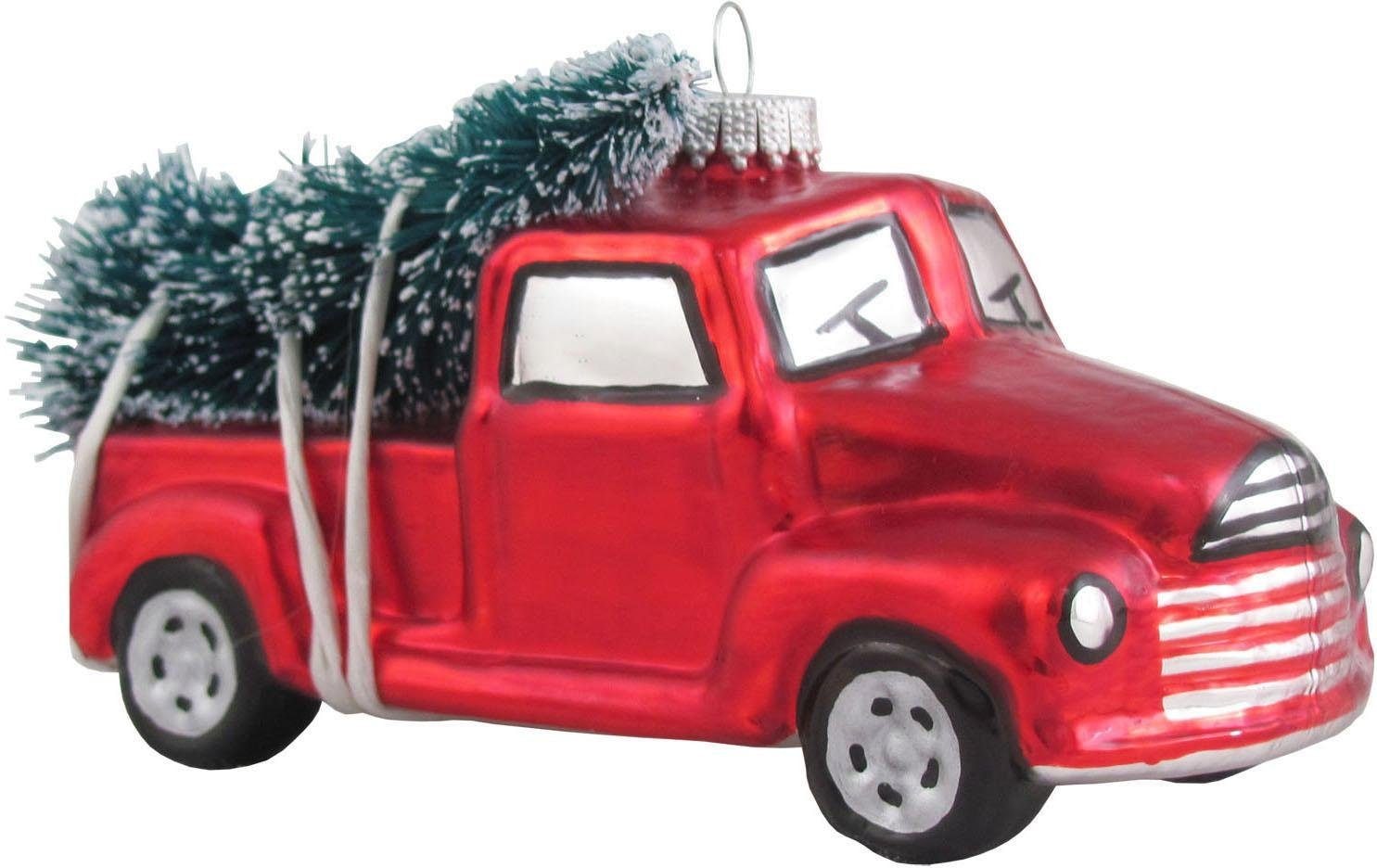 Christbaumschmuck »Pickup mit Weihnachtsbaum, Weihnachtsdeko rot, Christbaumschmuck«,...