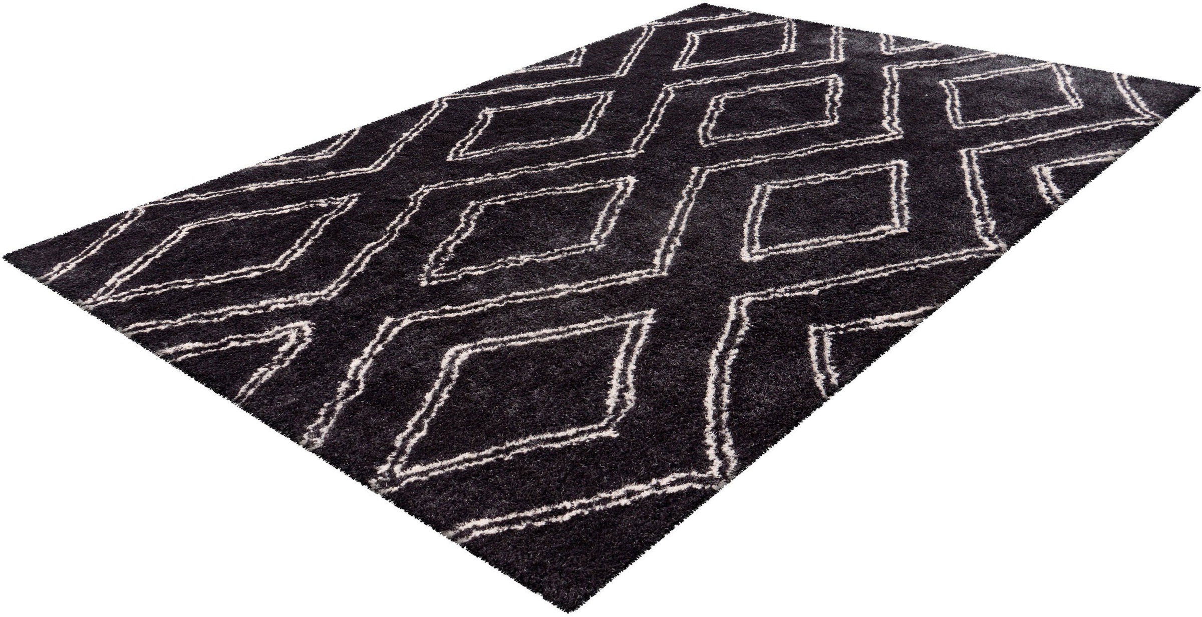 Hochflor-Teppich MY HOME "Jeana" Gr. 4, grau (anthrazit), B:160cm H:27mm L:230cm, Kunstfaser, Teppiche, retro, Wohnzimmer 3