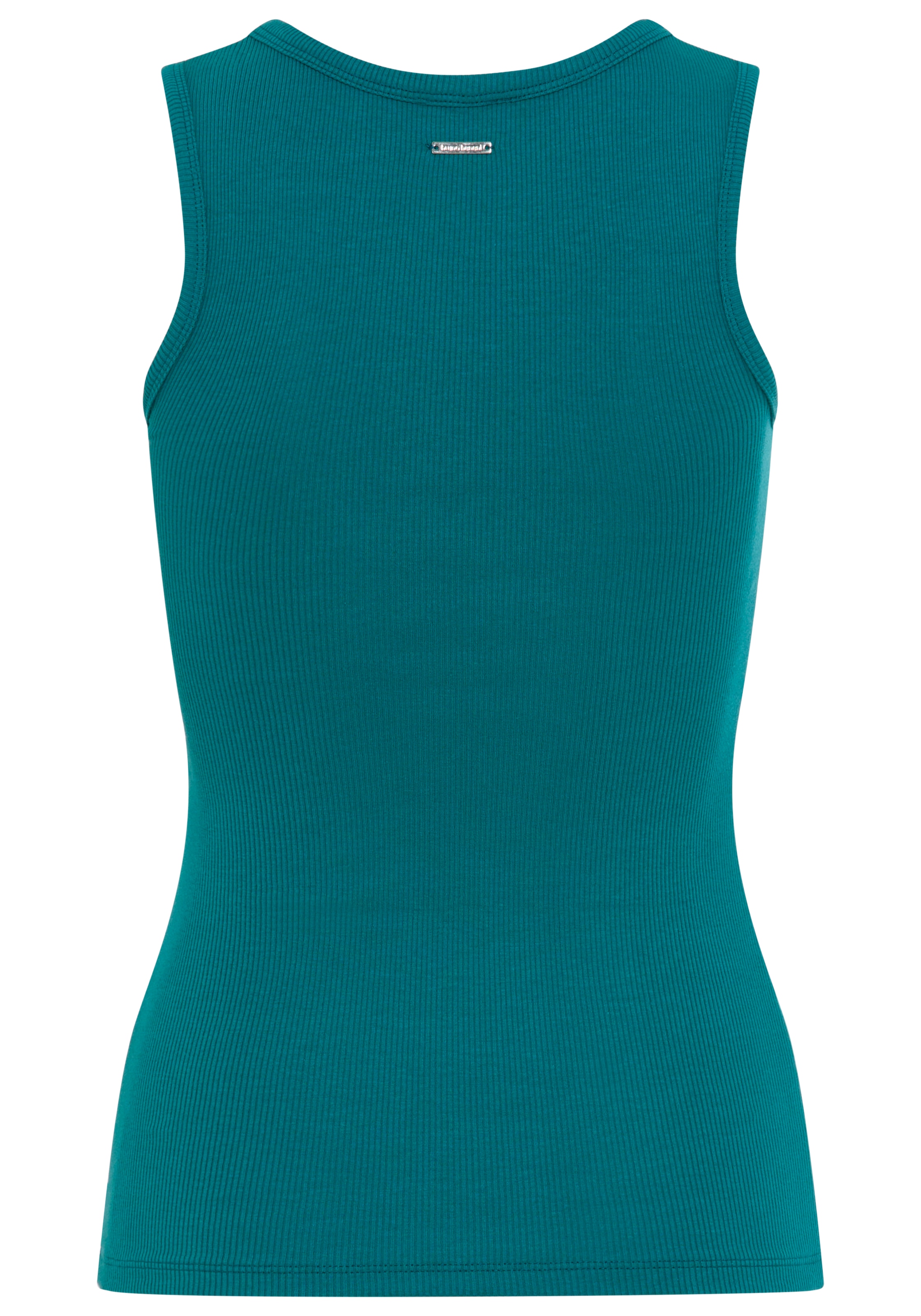 Bruno Banani Tanktop mit Glitzer-Applikation, aus Baumwolle und Elasthan in Rippstruktur