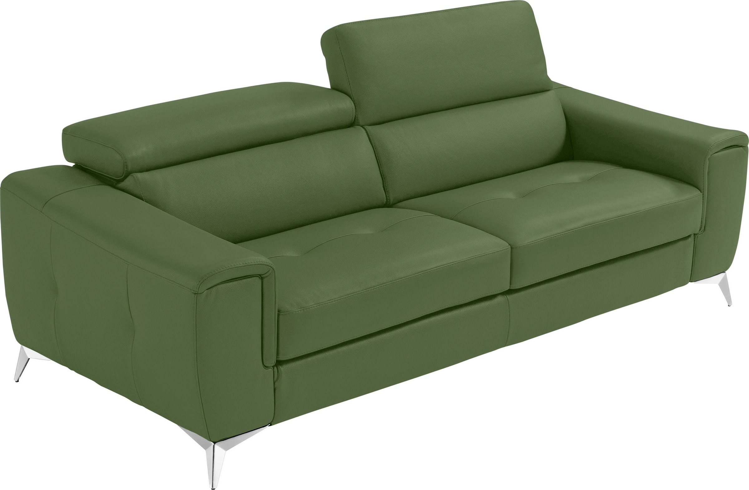 Egoitaliano 2,5-Sitzer "Francine, Designsofa, Loungesofa, Breite 213 cm, Fußfarbe chrom" Designfuß, Leder CAREZZA, sprite