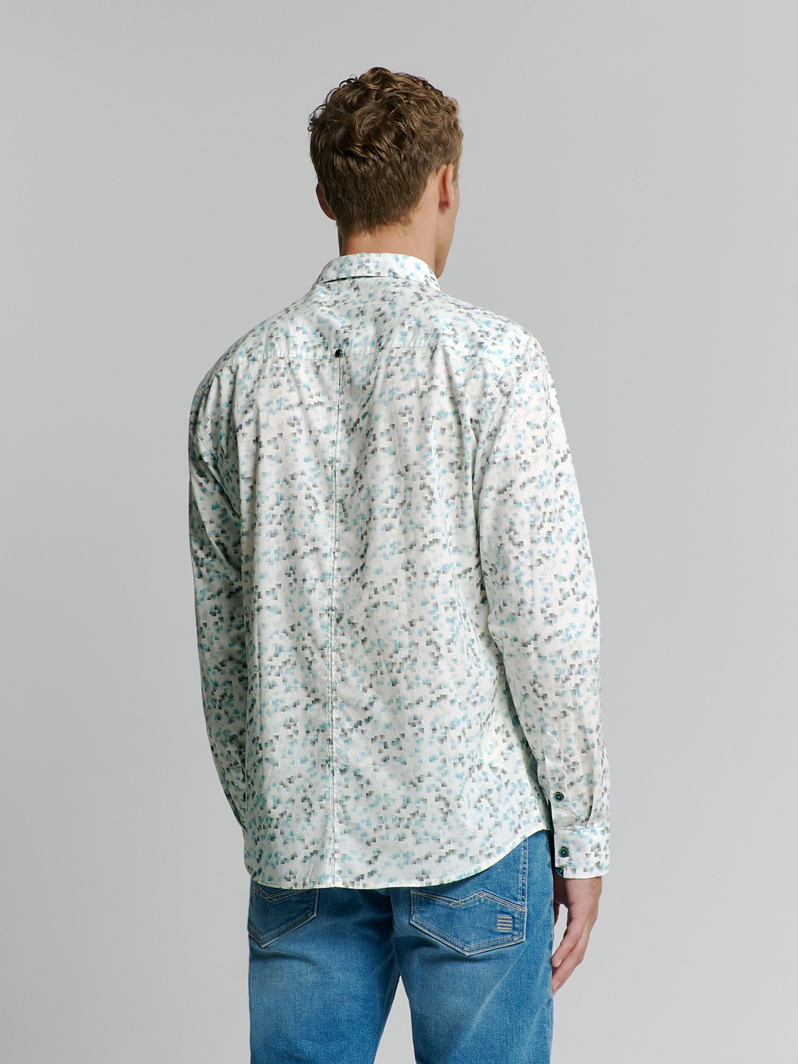 NO EXCESS Langarmhemd »No Excess Stretchhemd mit Print Shirt Stretch Allover Printed«