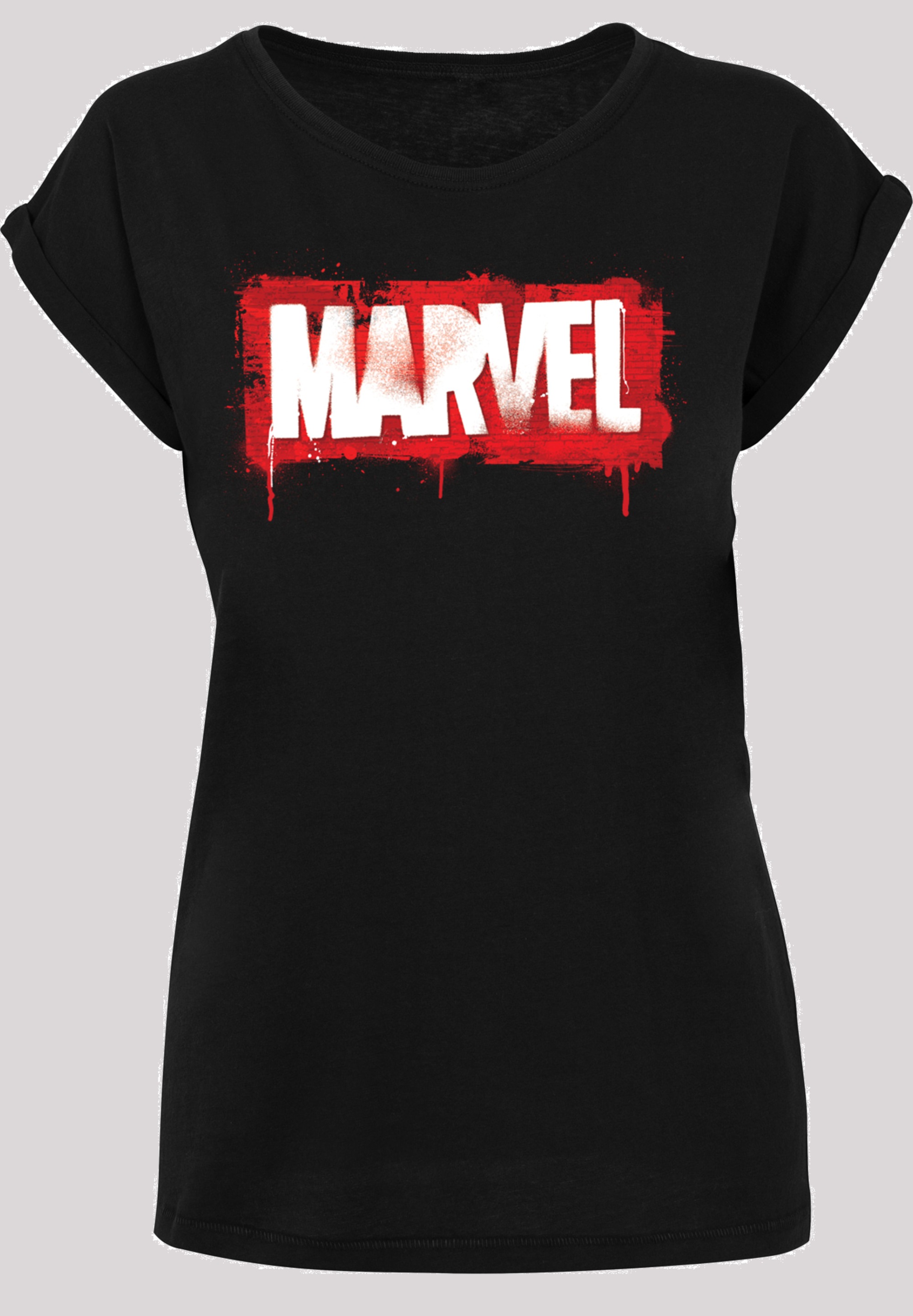 F4NT4STIC Kurzarmshirt »Damen Marvel Spray Logo with Ladies Extended  Shoulder Tee«, (1 tlg.) bestellen | BAUR