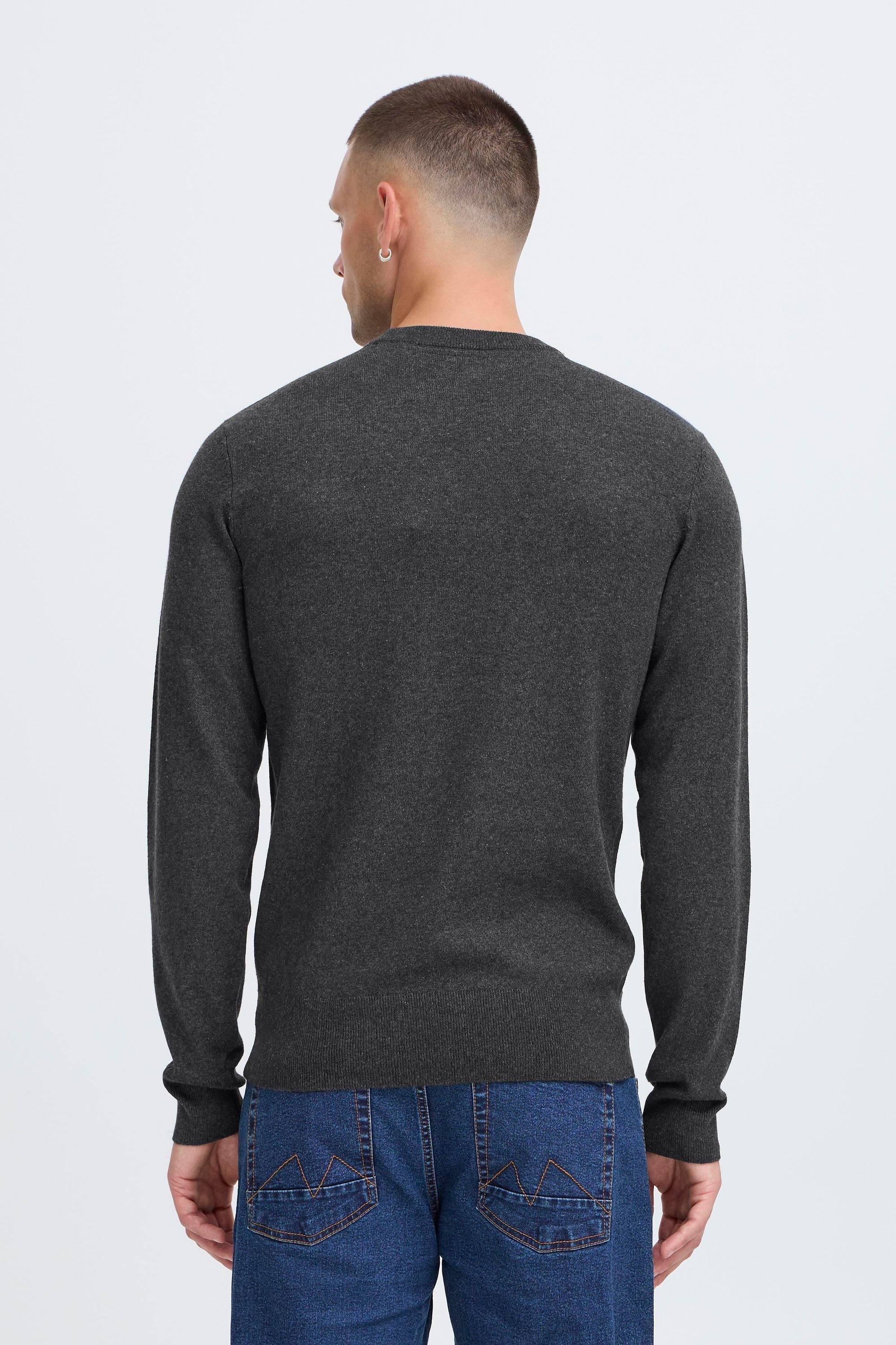 Strickpullover BLEND "BHFinn", Herren, Gr. XXL, charcoal mix, Feinstrick, 70% Baumwolle (Recycled), 30% Polyester (Recycled), unifarben, normal normal, Rundhals, Pullover Strickpullover, Stilvoller Strickpullover 3