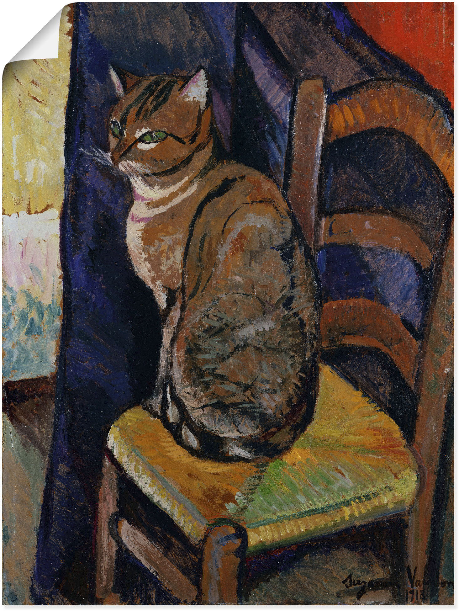 Artland Wandbild "Skizze Stuhl sitzende Katze." Haustiere 1 Stk. tlg. als Leinwandbild, Poster in verschied. Größen