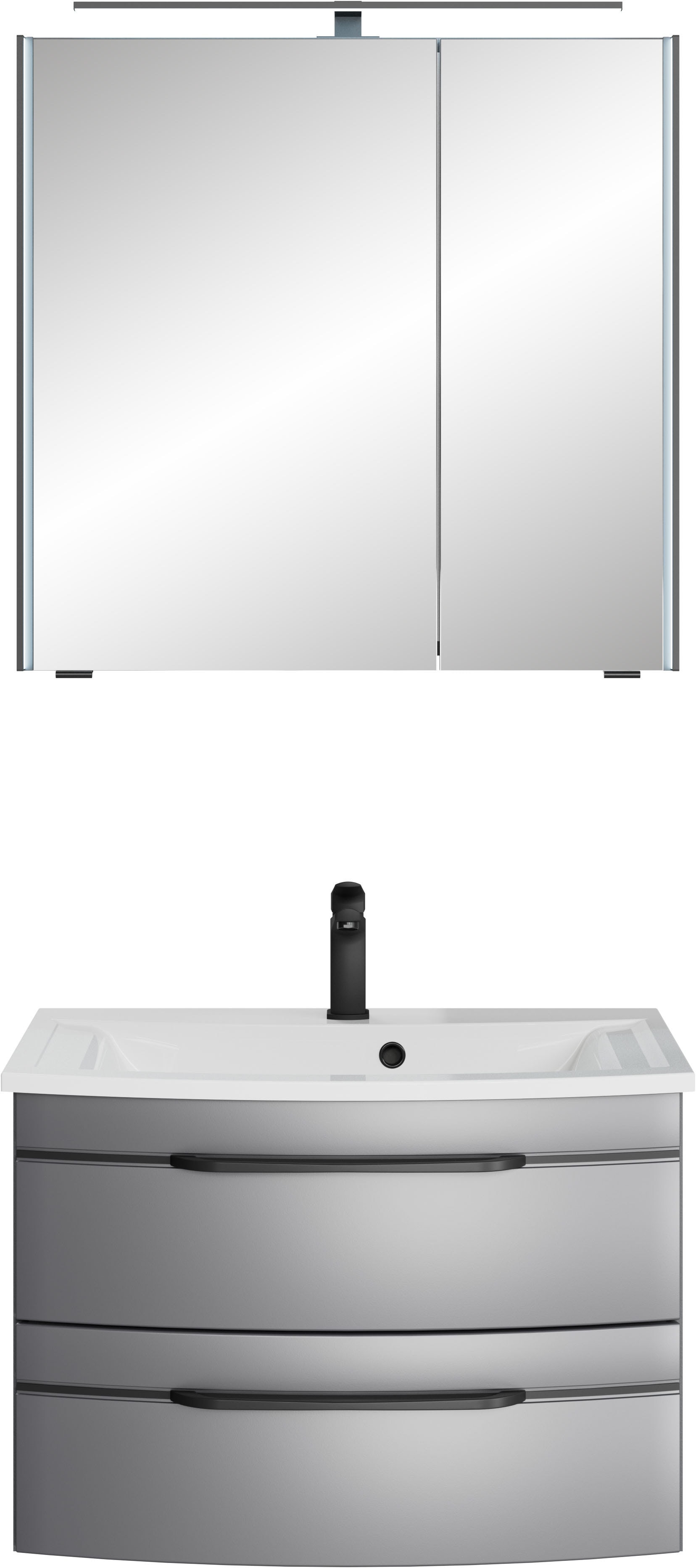 Saphir "Serie 7045 2-teilig Mineralmarmor-Waschtisch mit LED-Spiegelschrank" Set, 2 Stk. tlg.