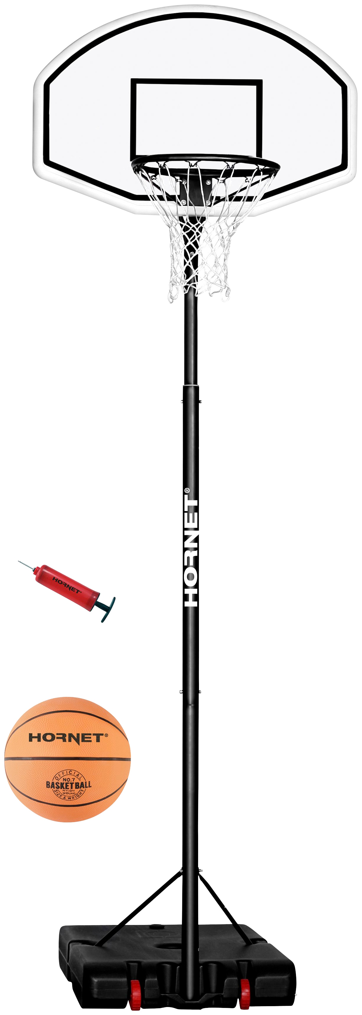 Kinder Basketballständer "Hornet 305", schwarz, HORNET BY HUDORA, B:110cm H:360cm, Ballsportkörbe, mobil, höhenverstellbar bis 305 cm