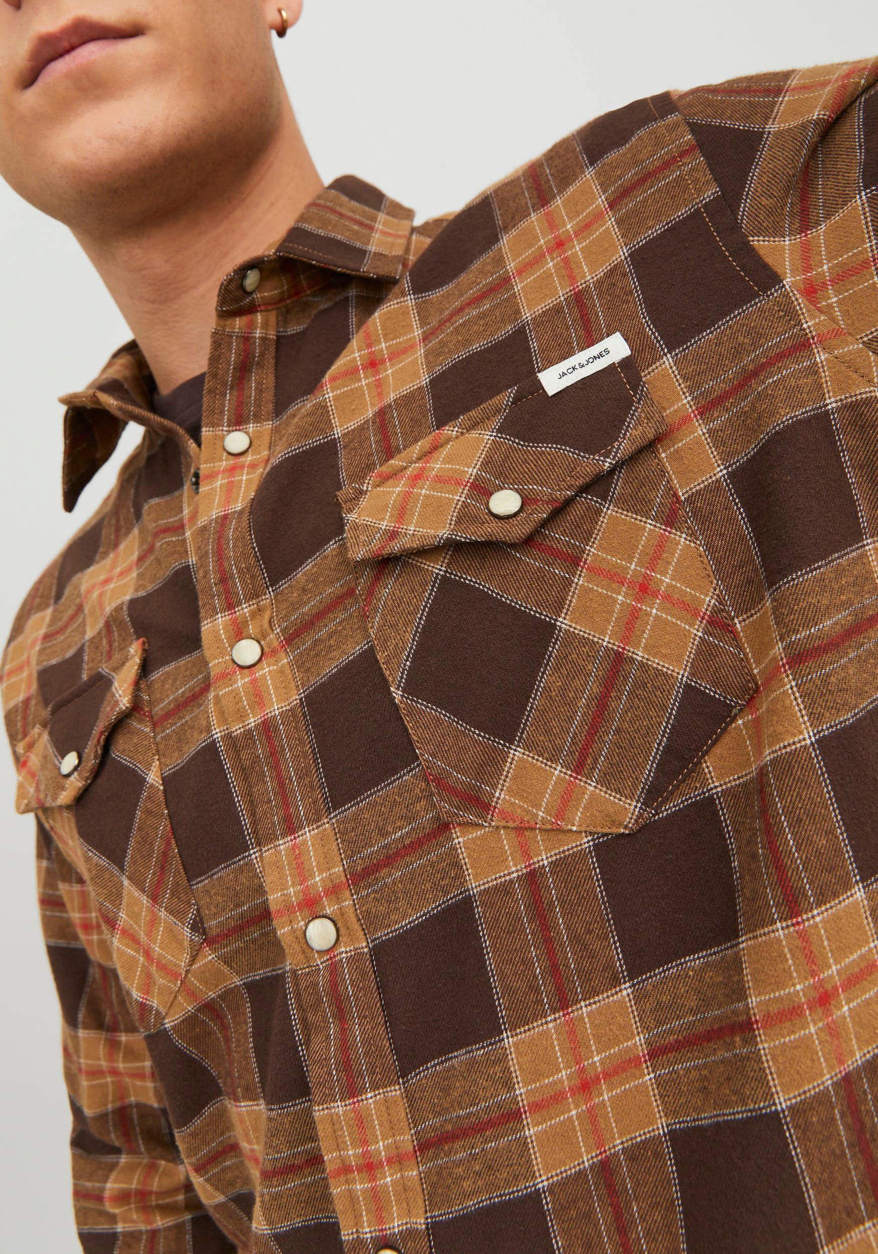 Jack & Jones Langarmhemd »JJSHERIDAN FALL CHECK SHIRT LS«, mit Brusttaschen