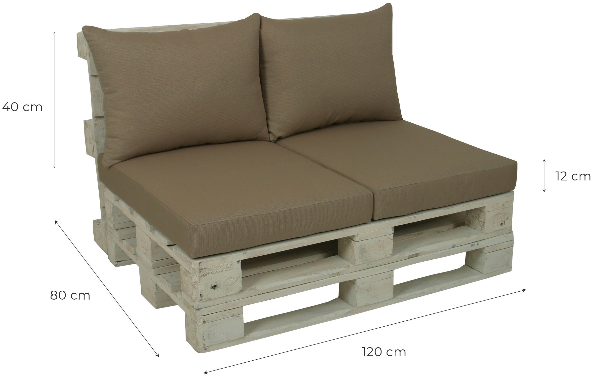 cm 60x80 GO-DE gepolstert, BAUR und 12 Rückenkissen Sitz- Palette | auf cm, für 1 Palettenkissen, St.), 2 2 (2 Rechnung
