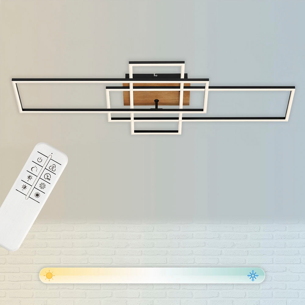 Briloner Leuchten LED Deckenleuchte »3156014 FRAME«, 2 flammig, Deckenlampe, 104x42x10,5cm, Schwarz, 55W, Wohnzimmer, Schlafzimmer