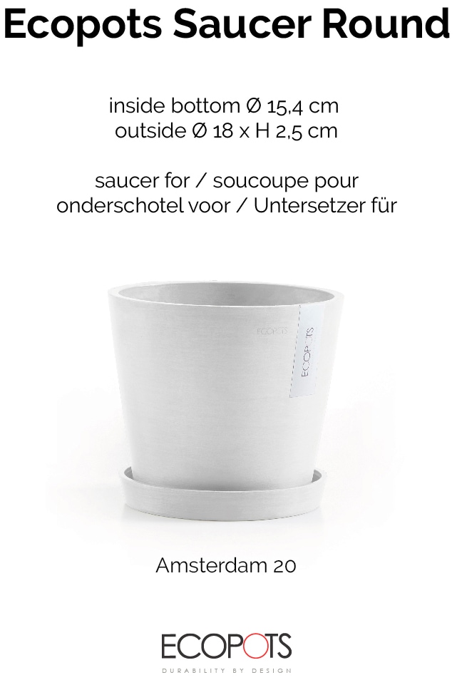 ECOPOTS Topfuntersetzer »Rund 20 Weiß«, für innen und außen: frostsicher, bruchsicher und lichtbeständig