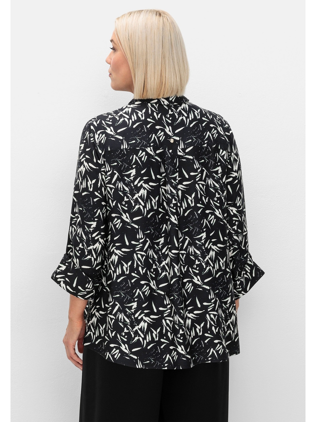 Sheego Hemdbluse »Große Größen«, mit Blätterprint und 3/4-Arm