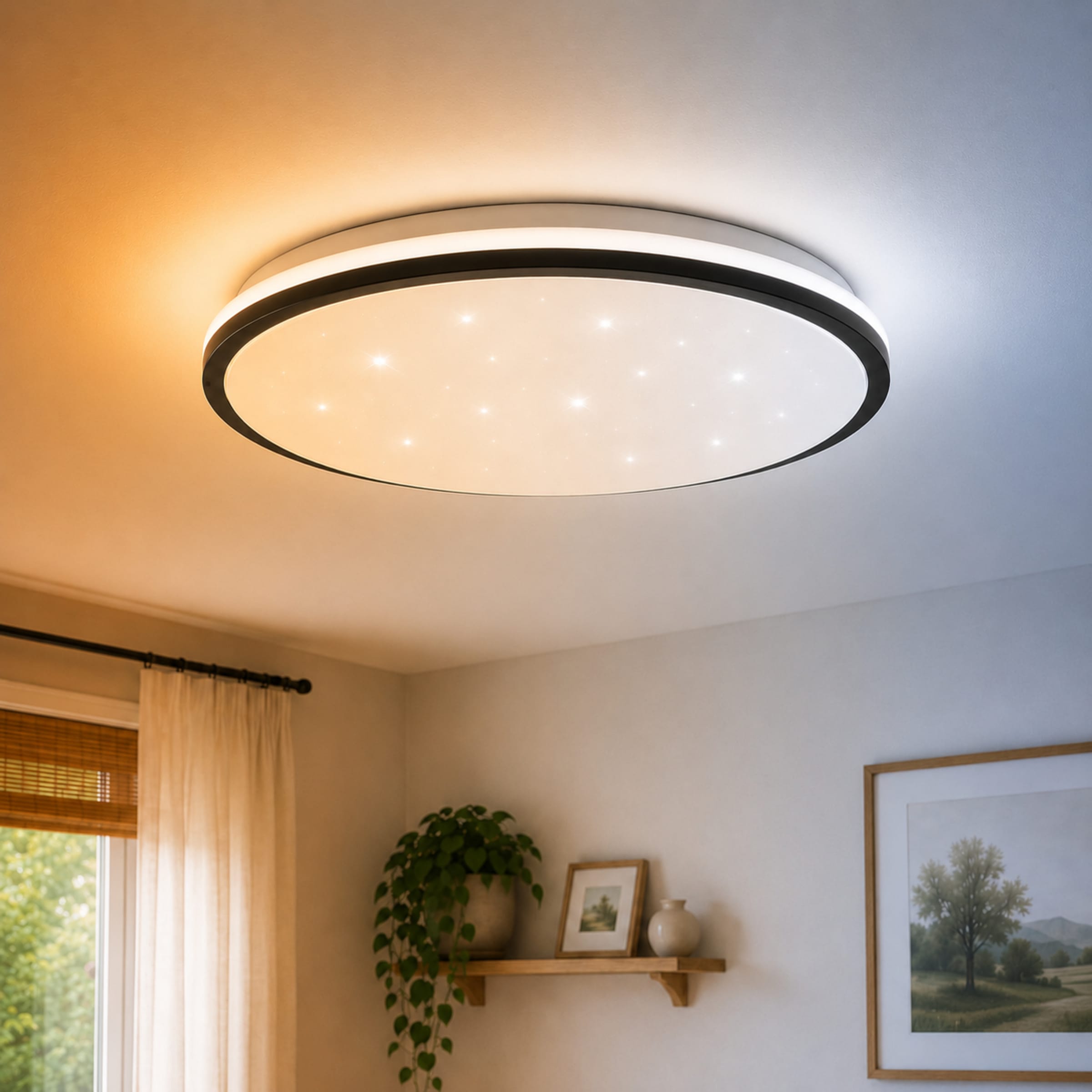Brilliant LED Deckenleuchte »Taya« LED-Modul 1 Stk. warmweiß - kaltweiß Ø 50 cm, 5400 lm, 2700-6500 K, Sternenglanz, dimmbar, Memoryfunktion