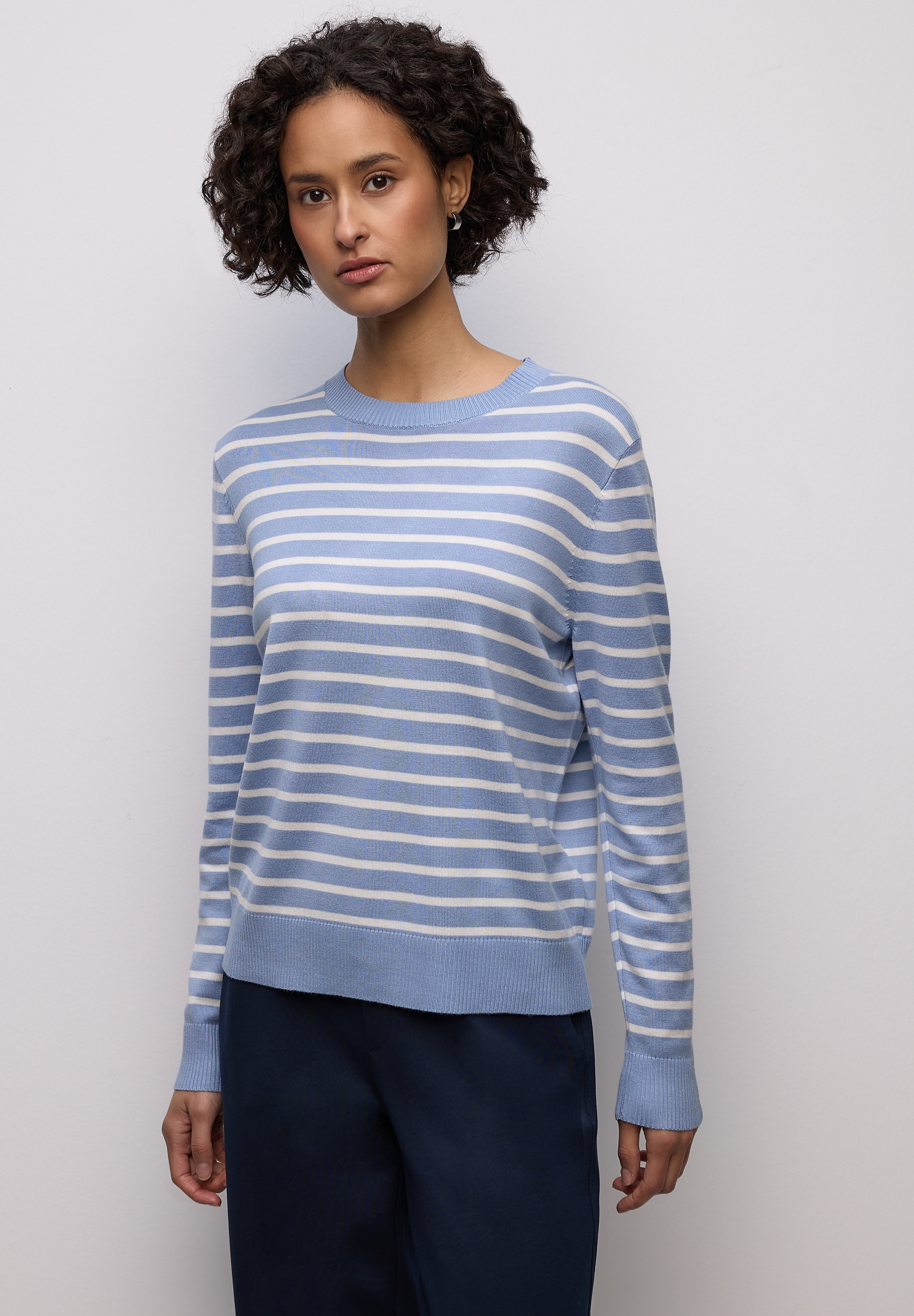 STREET ONE Rundhalspullover Rundhalsausschnitt