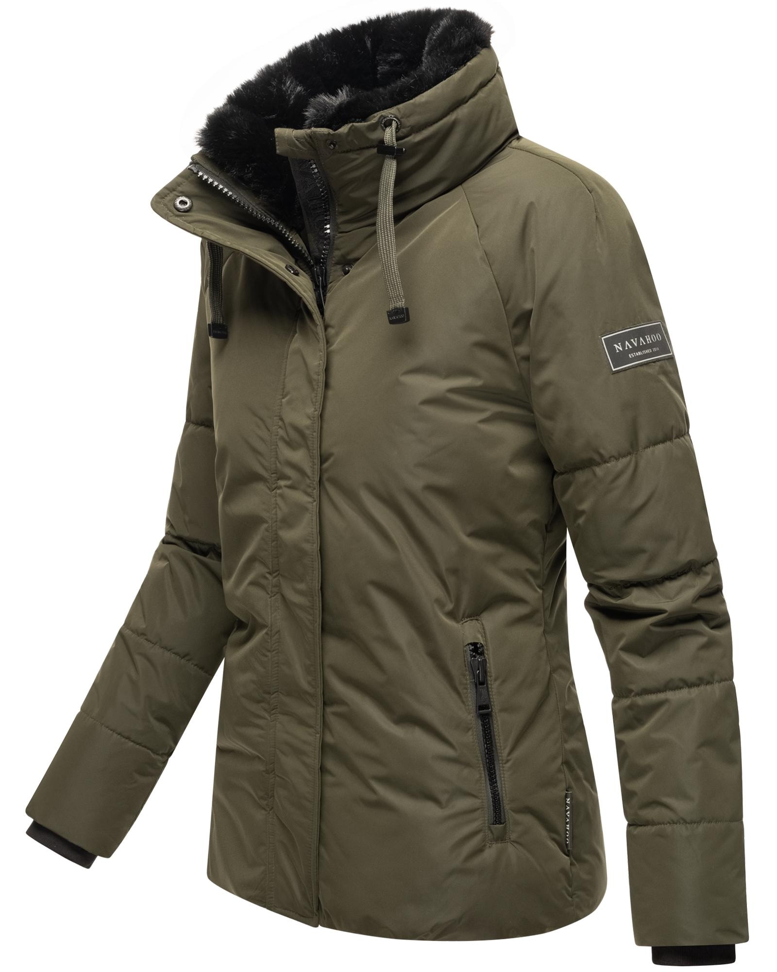 Navahoo Winterjacke »Frostii XIV«, ohne Kapuze, modische Damen Winter Steppjacke mit Kunstfellkragen