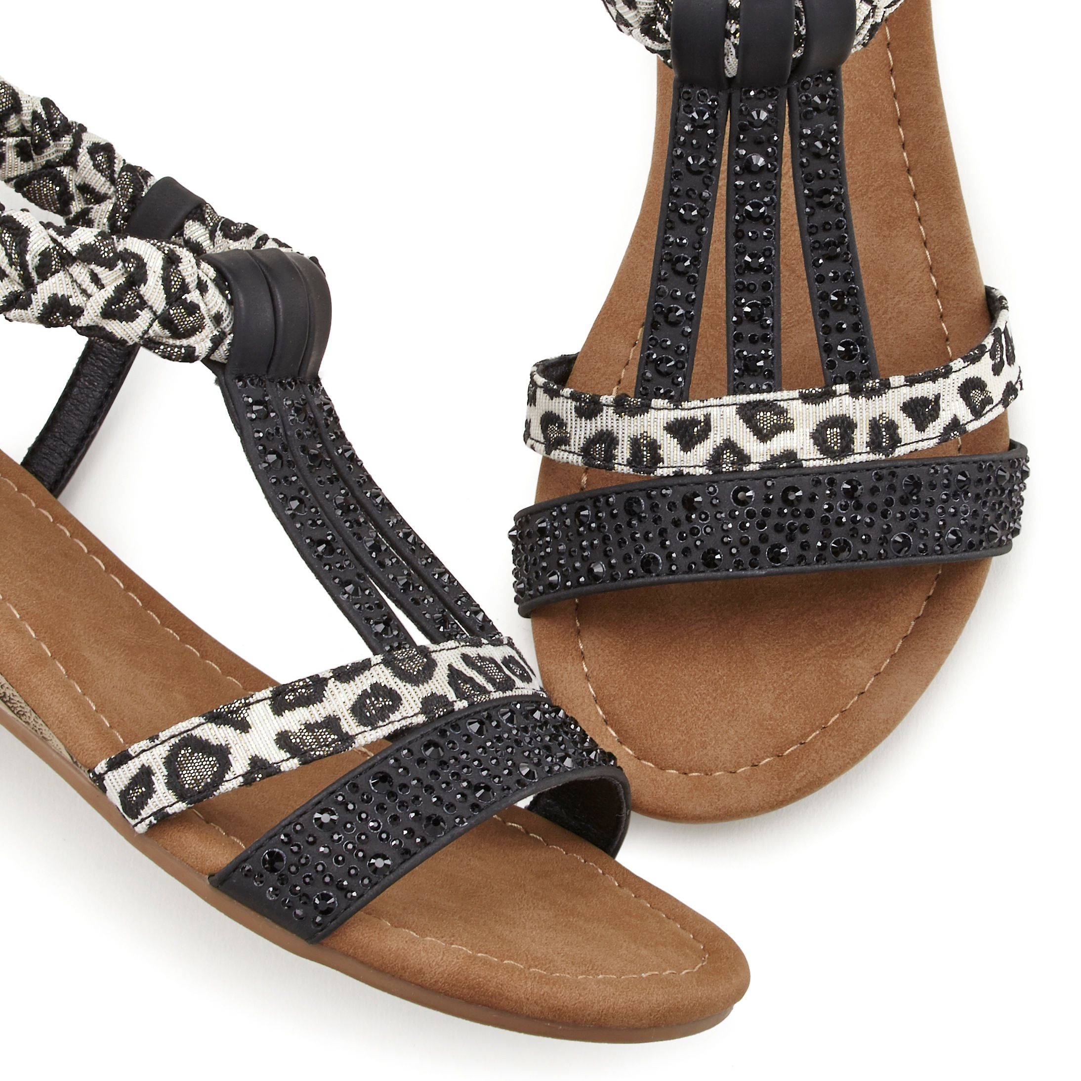 LASCANA Summer Shoe Sandal Black/Leopard Size 37 3