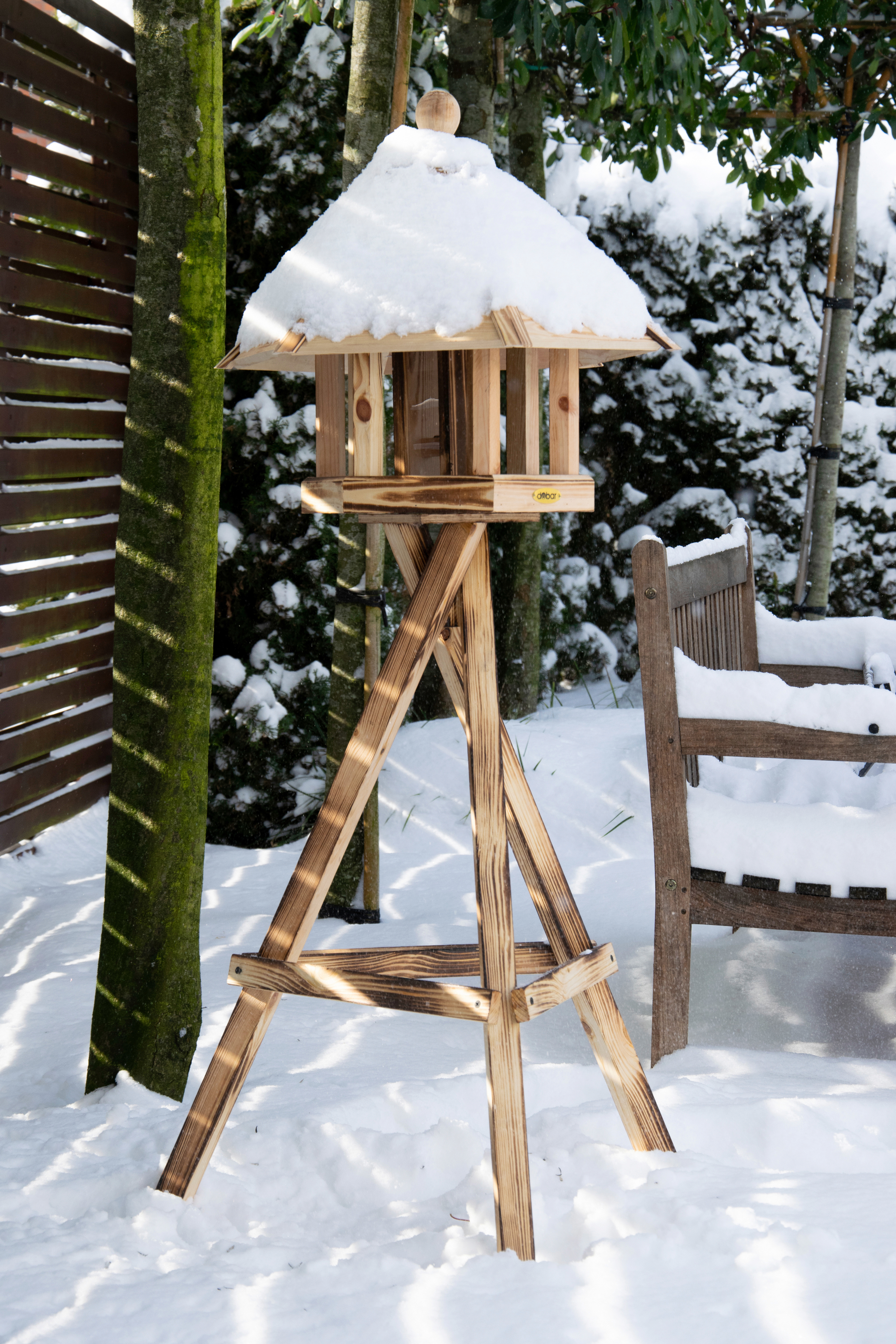 Vogelhaus »Brillo«, BxTxH: 45x45x47 cm, mit Futtersilo im Inneren, Kiefer geflammt