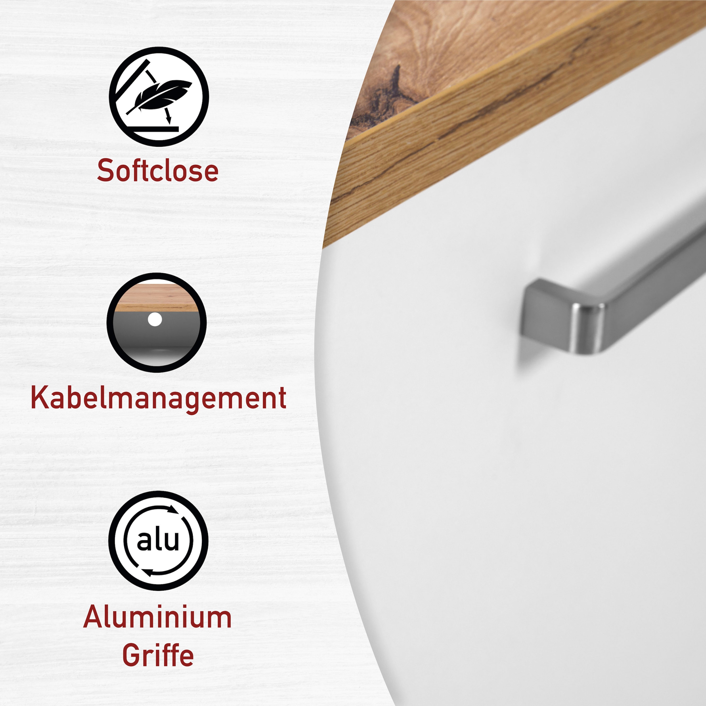 Inter Link TV-Board »Pienza, Weiss/Artisan Eiche Nachbildung, viel Stauraum, Softclose« 1 Stk. tlg. TV Lowboard mit Kabeldurchführung, Skandi Look, 173 x 45 x 64 cm