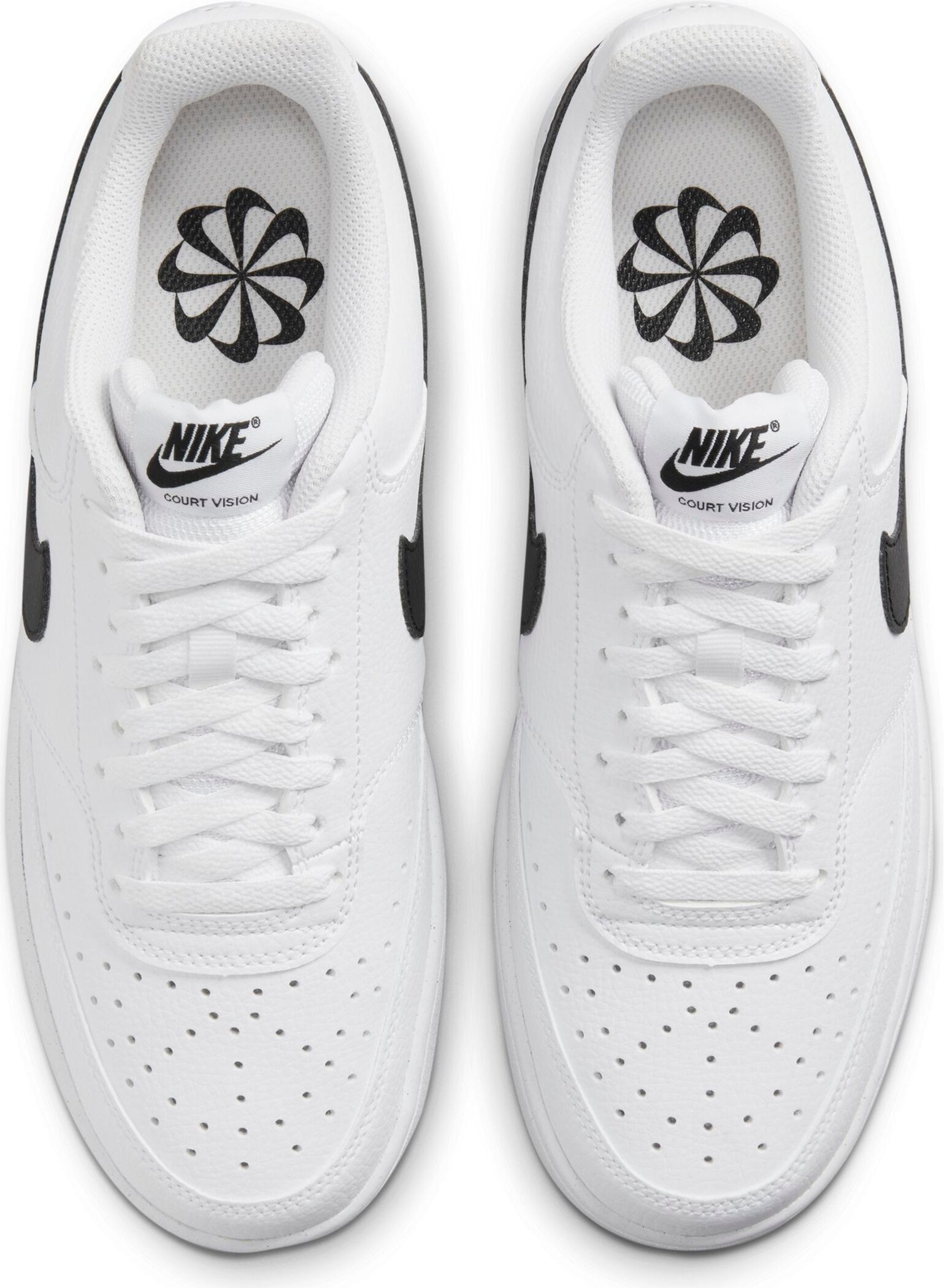 Sneaker NIKE SPORTSWEAR "Court Vision Low Next Nature", Damen, Gr. 41, schwarz-weiß (weiß, schwarz, weiß), Synthetik, Schuhe Skaterschuh Sneaker low, Design auf den Spuren des Air Force 1 4
