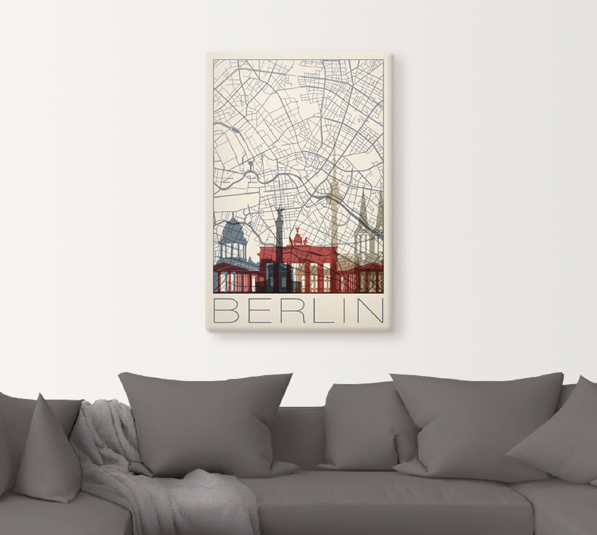 Artland Poster »Retro Karte Berlin«, Deutschland, (1 St.), als Alubild, Leinwandbild, Wandaufkleber oder Poster in versch. Größen